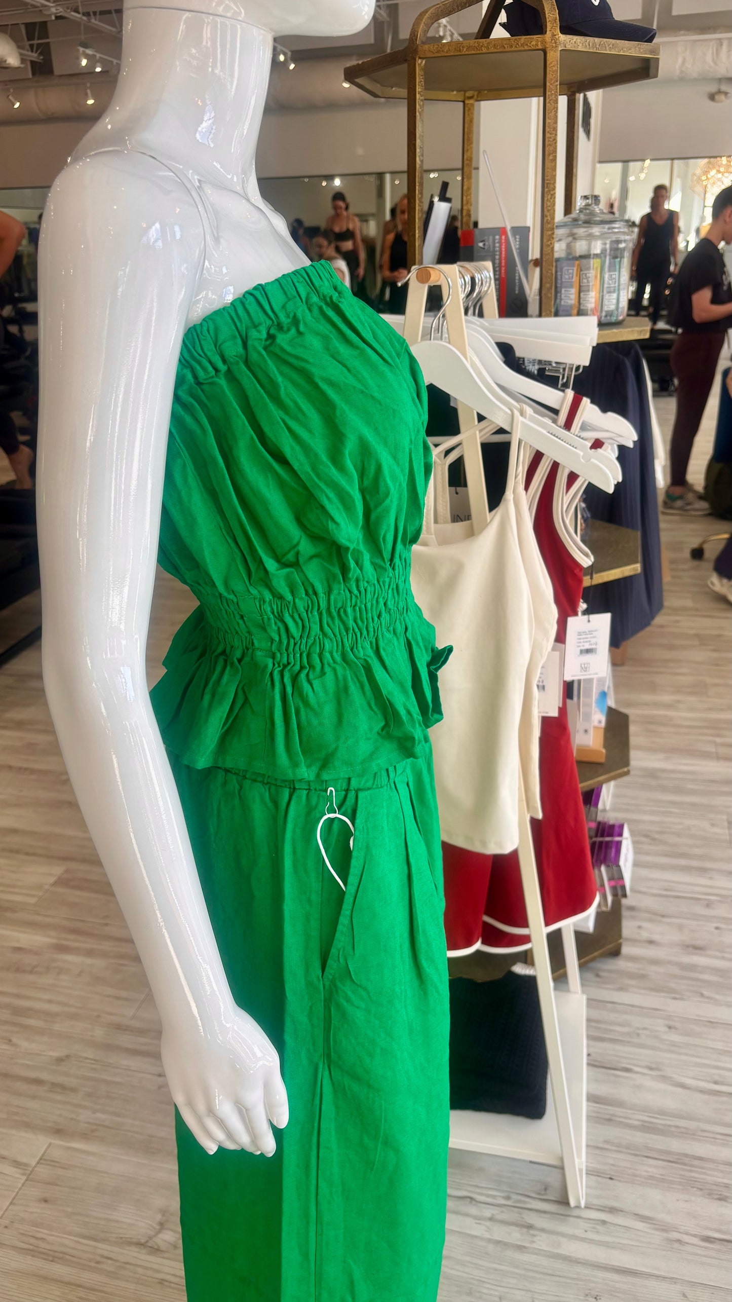 Linen Cropped Tube Top - Kelly Green