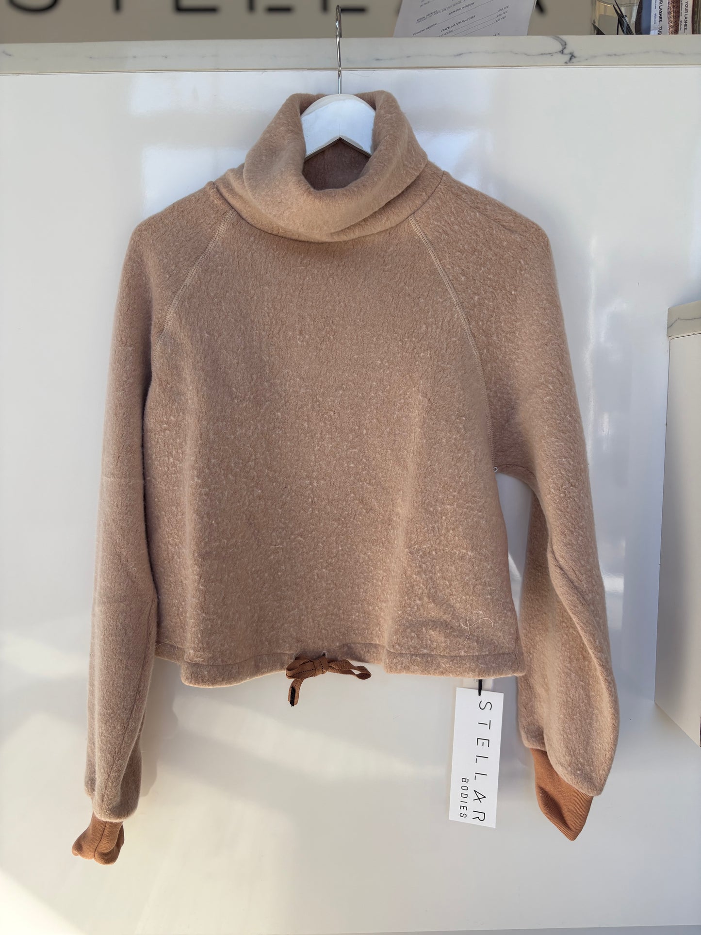 Plush Fleece Funnel Neck Pullover - Cafe