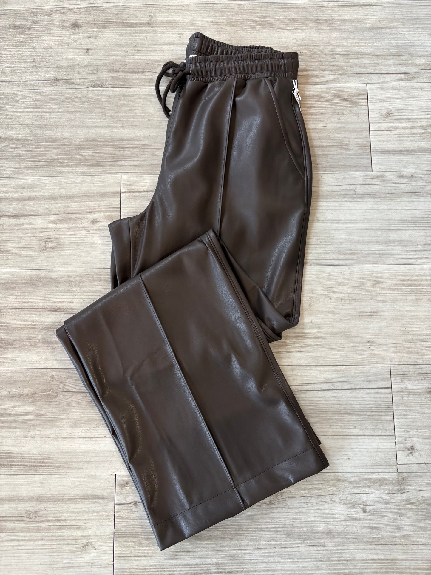 Eco Leather Drawcord Pant - Espresso