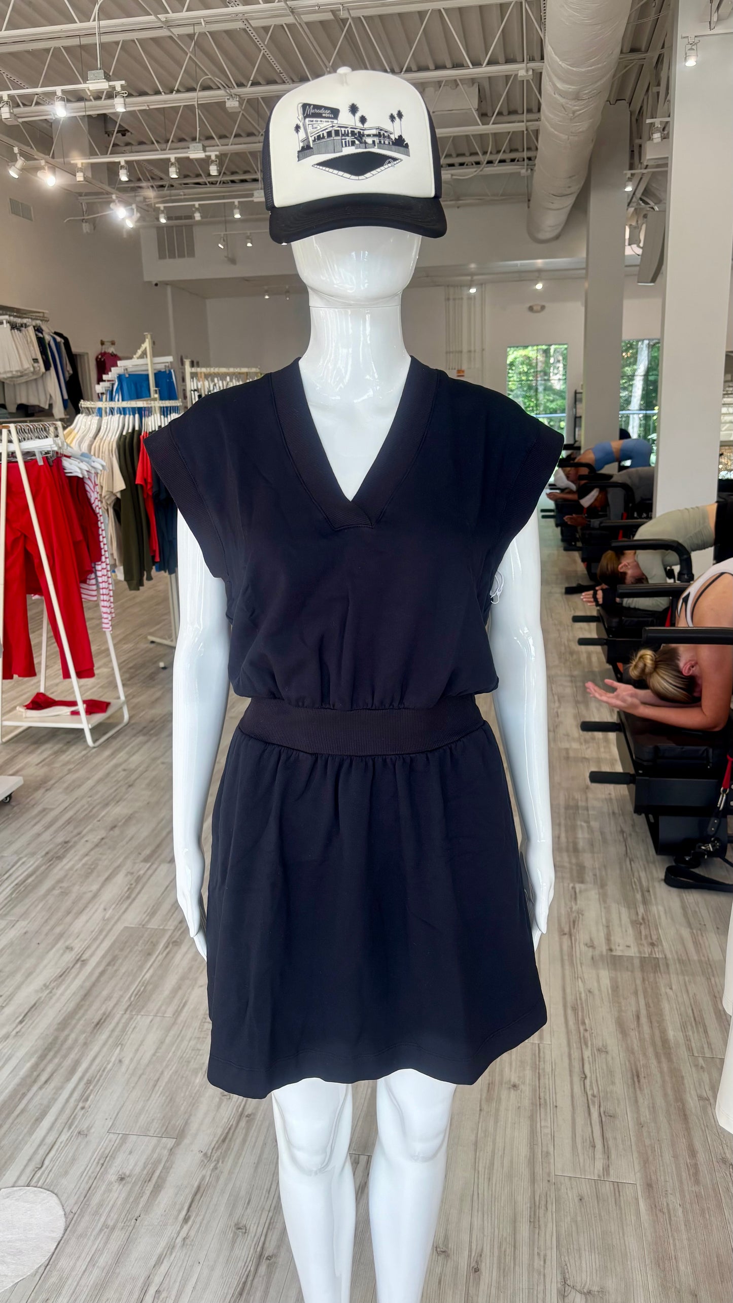 Softest Fleece V-Neck Dress - Black