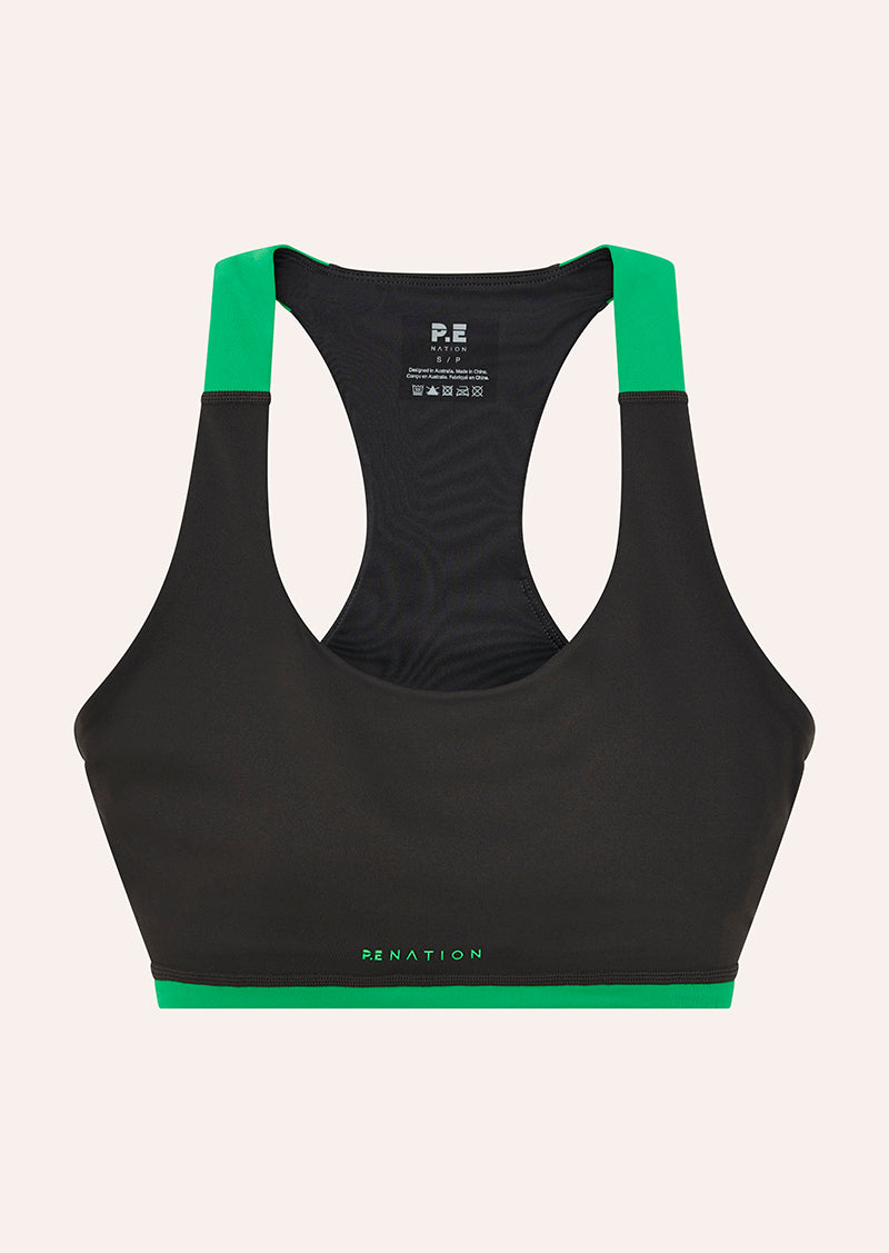 Highgate Sports Bra - Caviar / Kelly Green