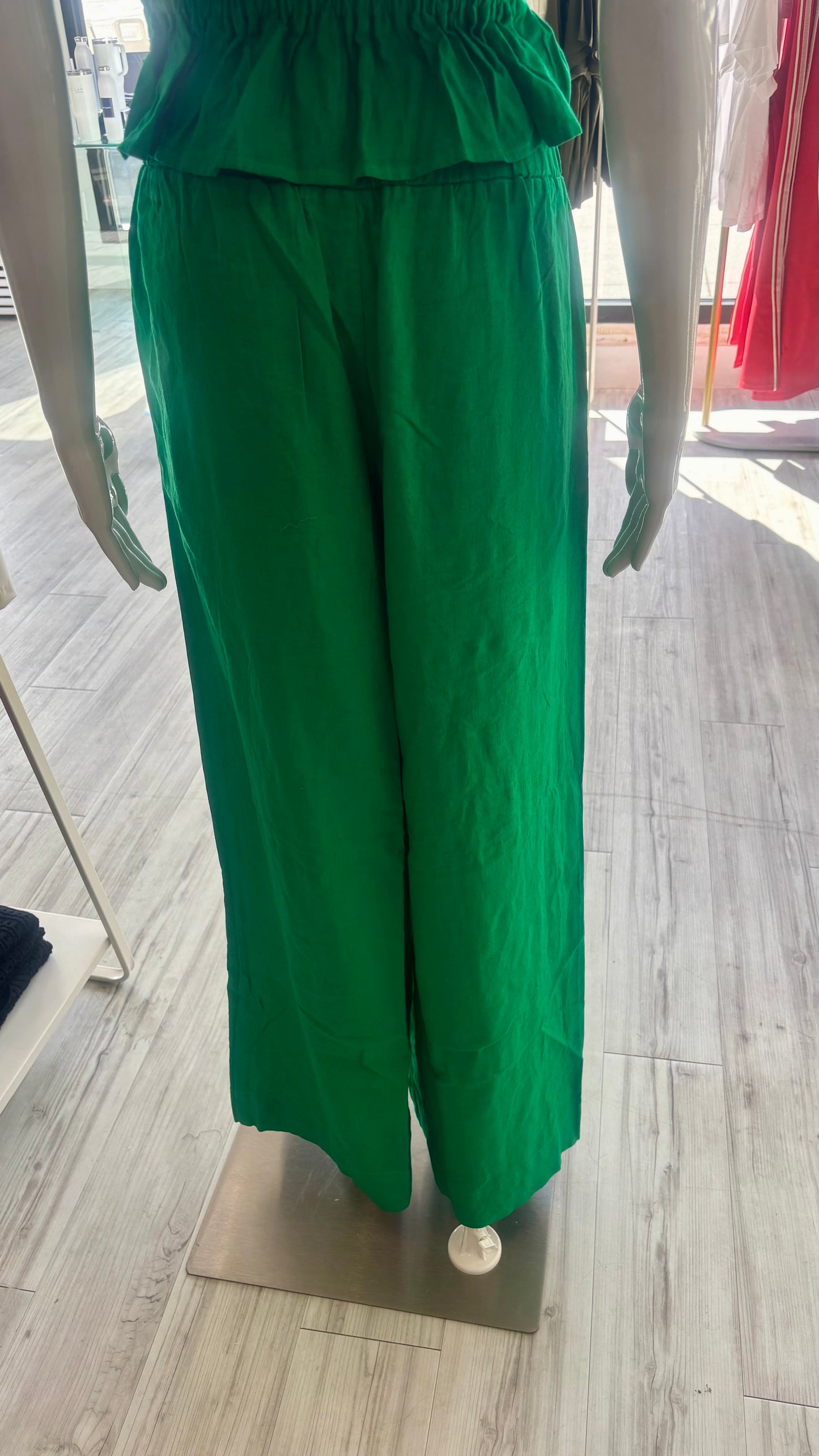 Linen Pull-On Trouser - Kelly Green