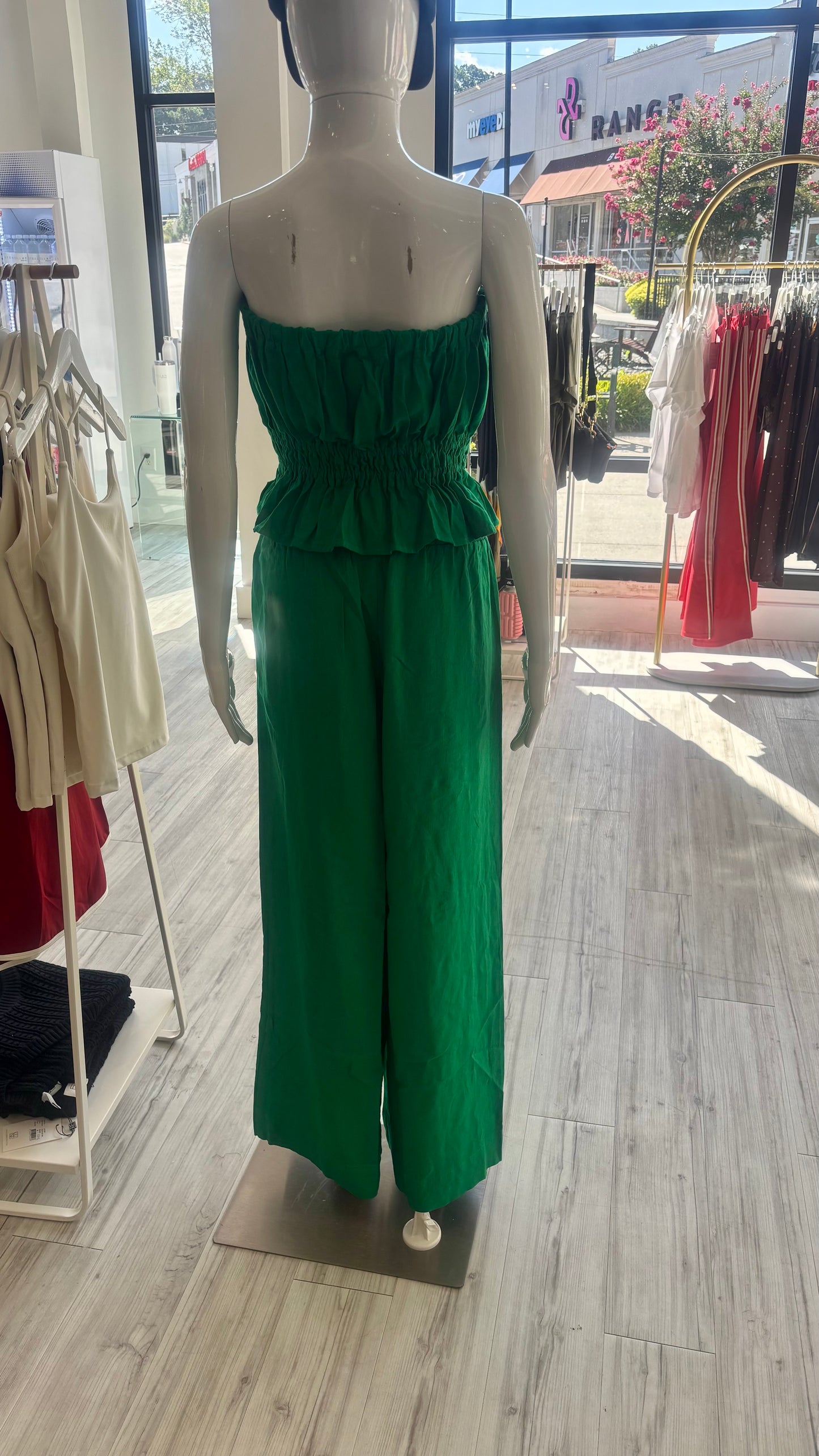Linen Cropped Tube Top - Kelly Green