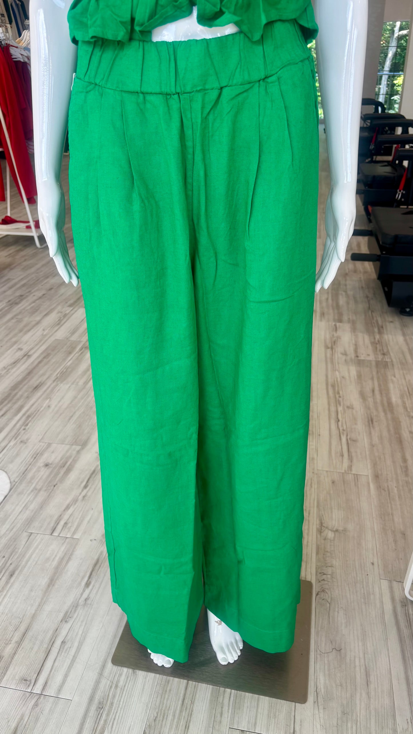 Linen Pull-On Trouser - Kelly Green