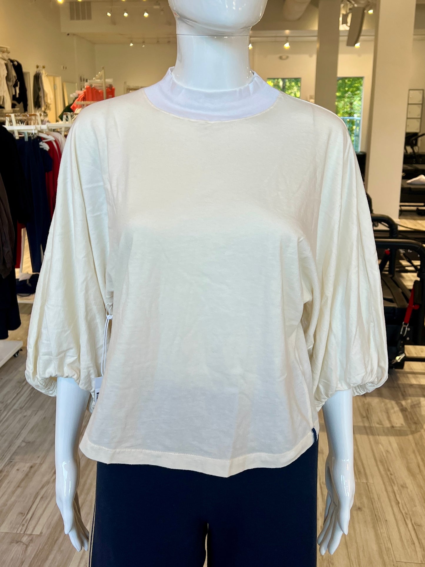 Cloud Jersey Mock Neck Dolman Top - Cream