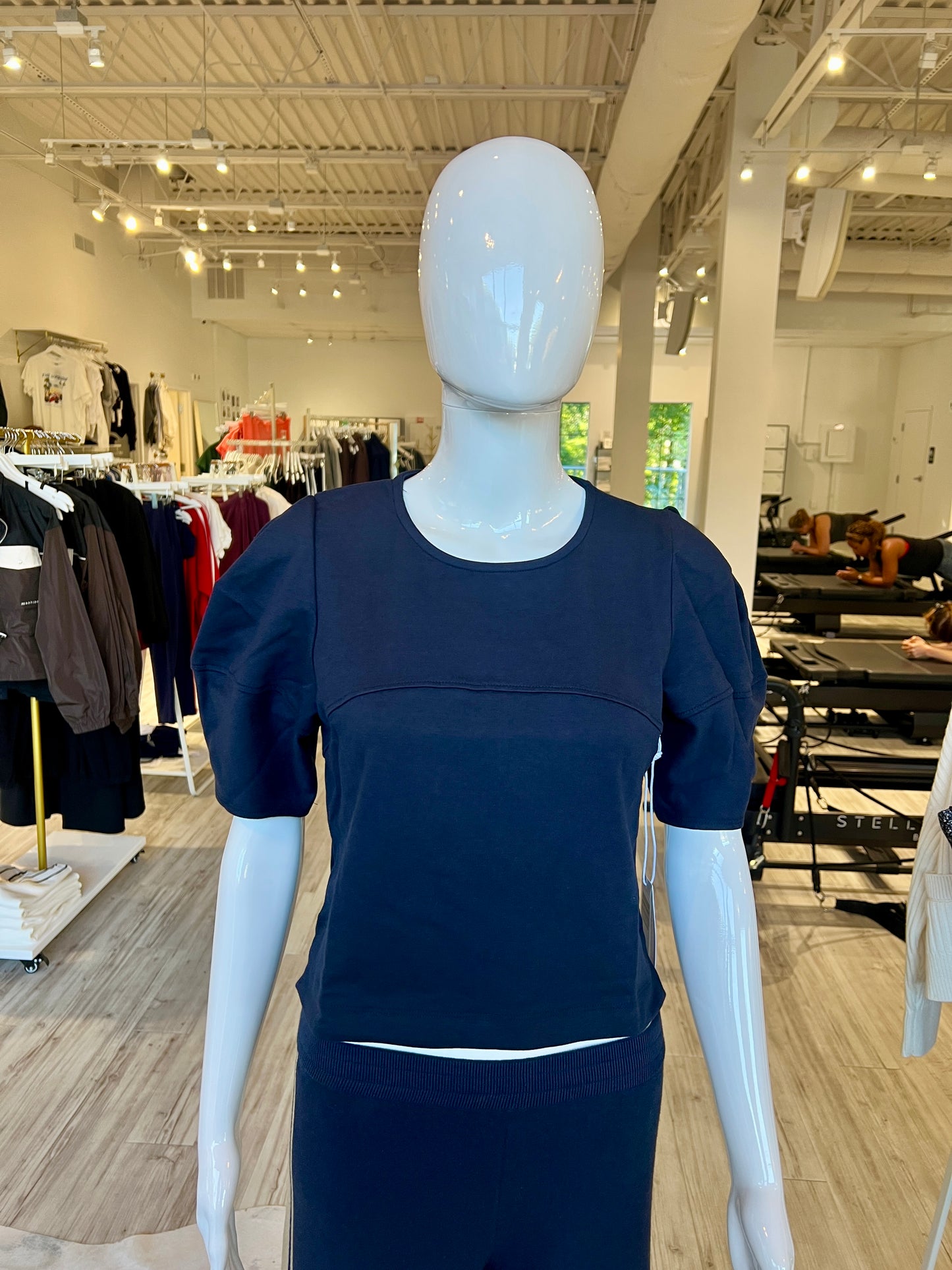 Luxe Ponte Lantern Sleeve Top - New Navy
