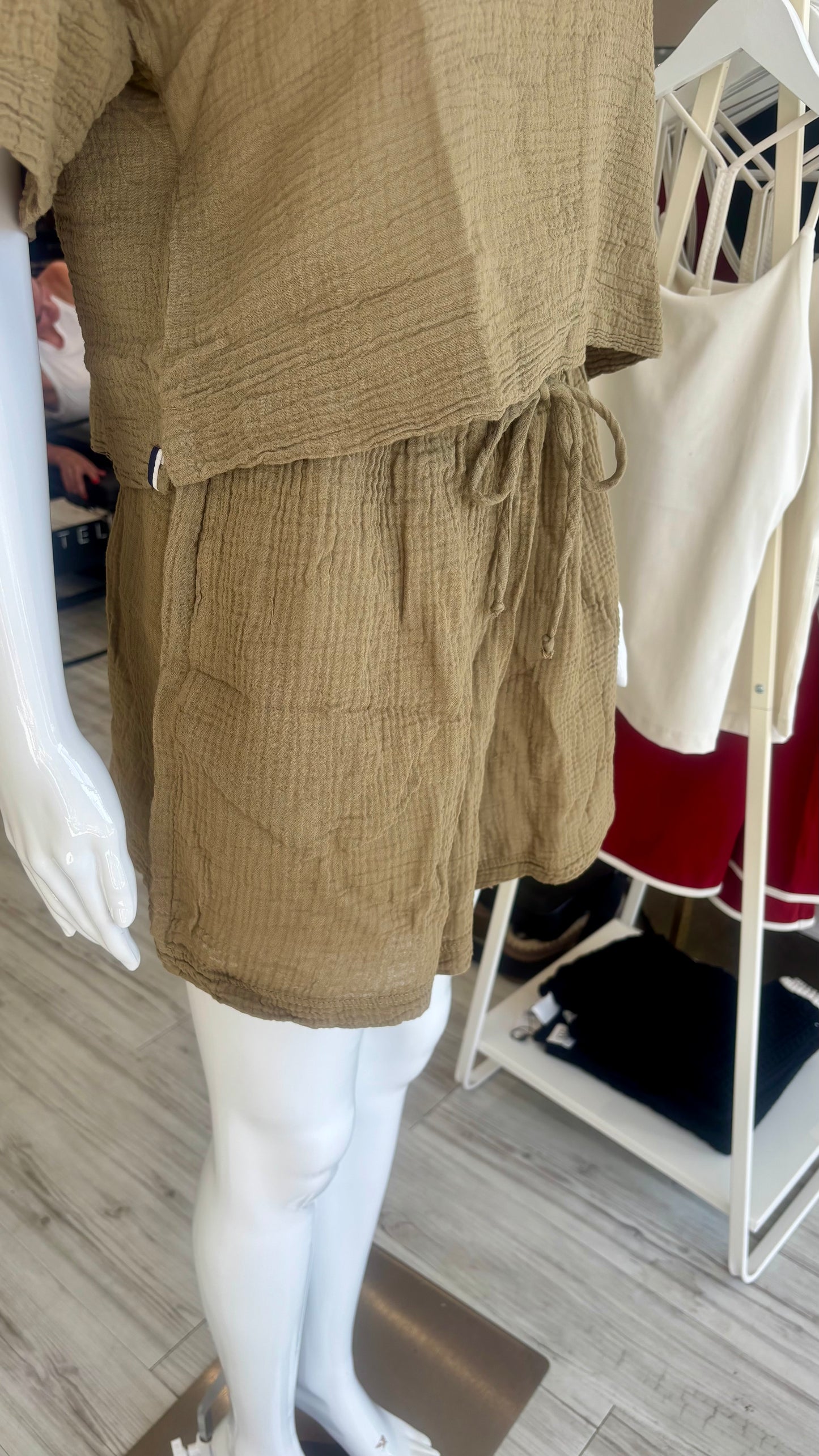 Gauze Drawstring Short - Bay Leaf