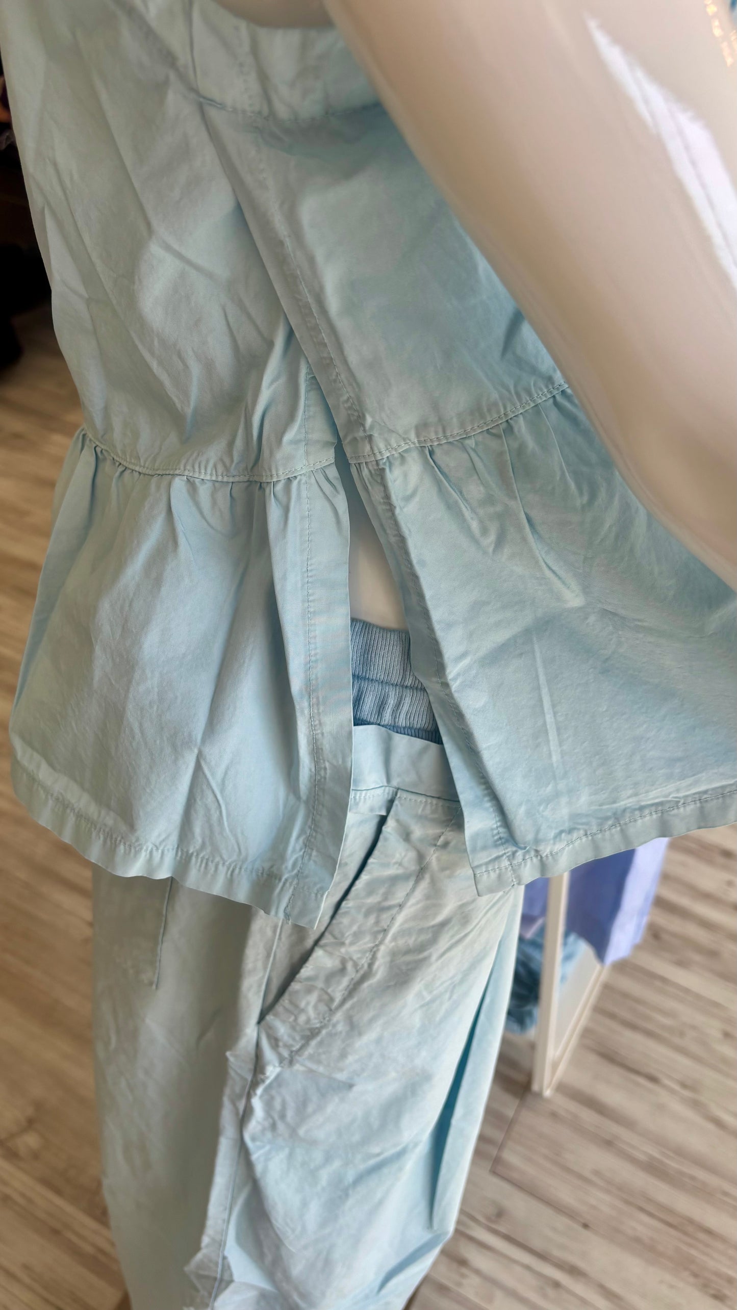 Fine Poplin Peplum - Dove Blue