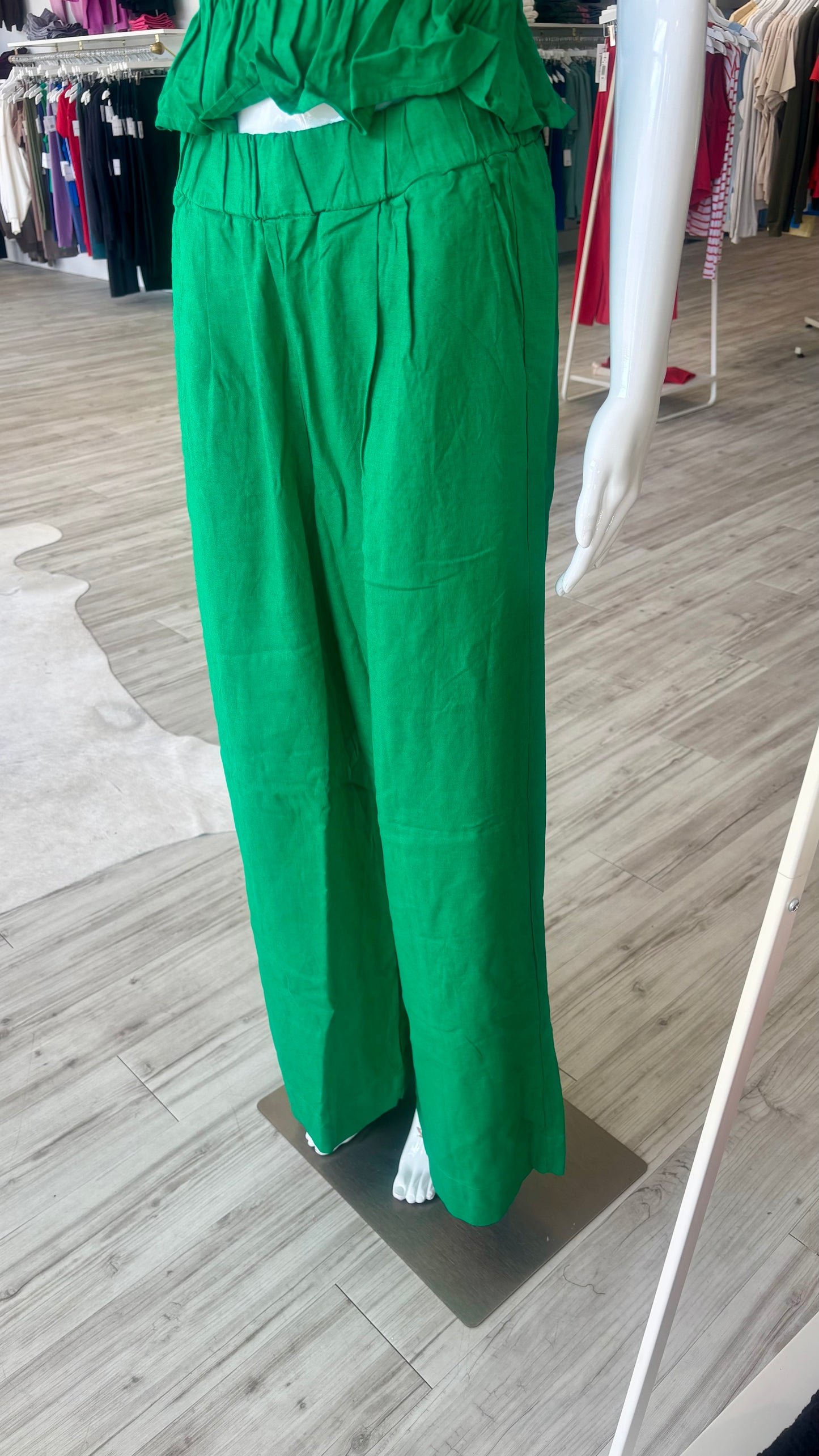 Linen Pull-On Trouser - Kelly Green