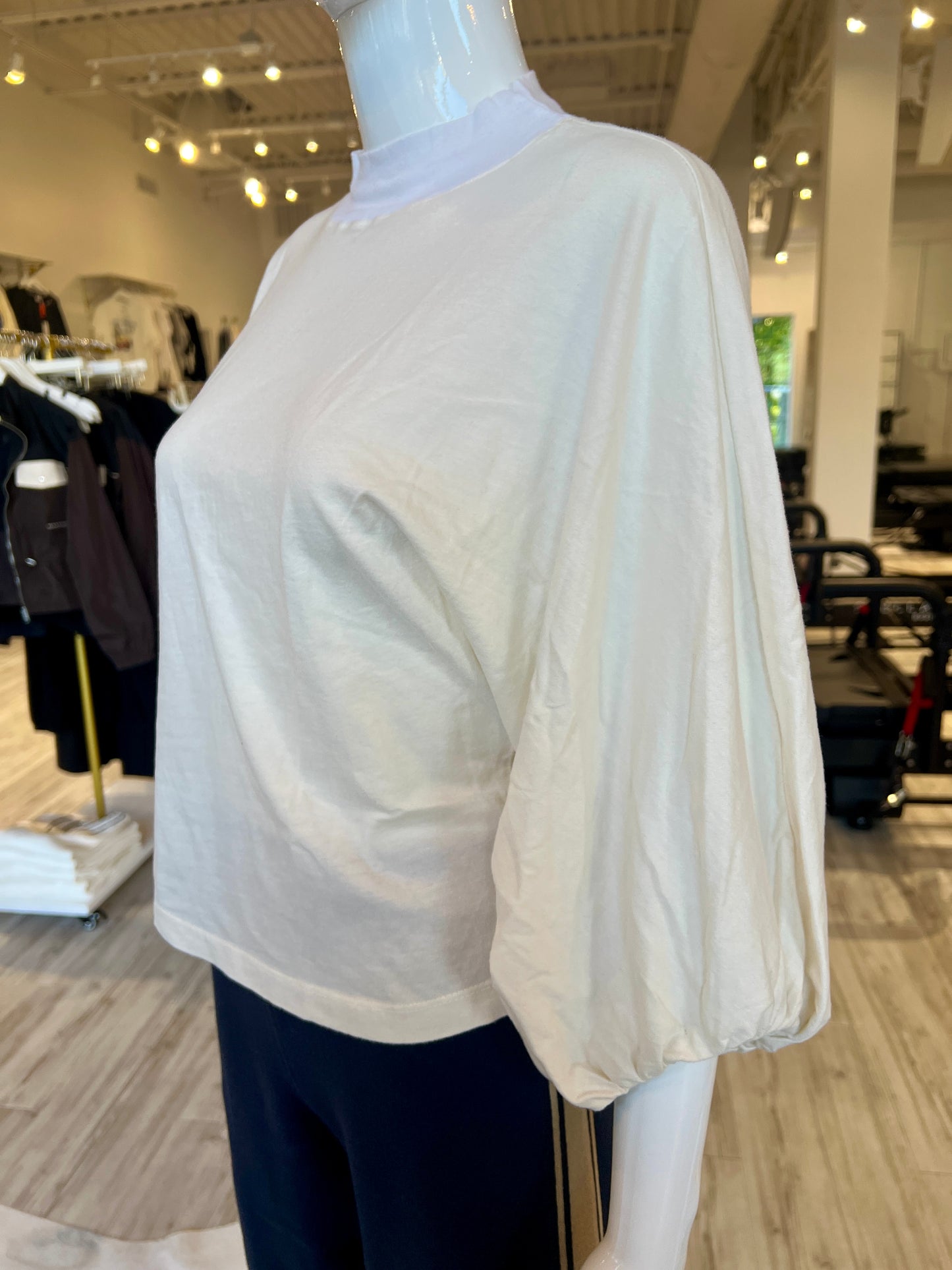 Cloud Jersey Mock Neck Dolman Top - Cream