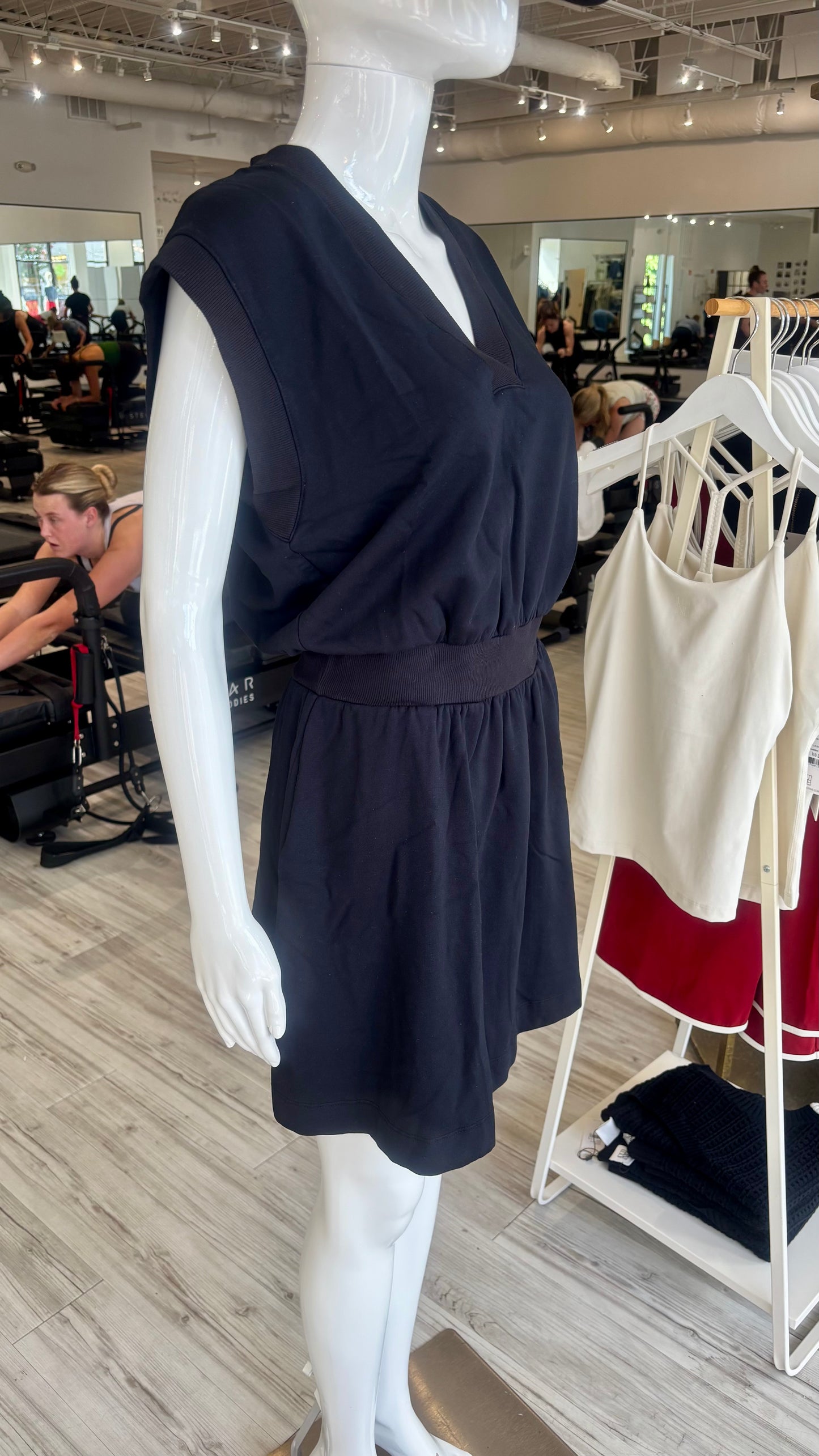 Softest Fleece V-Neck Dress - Black