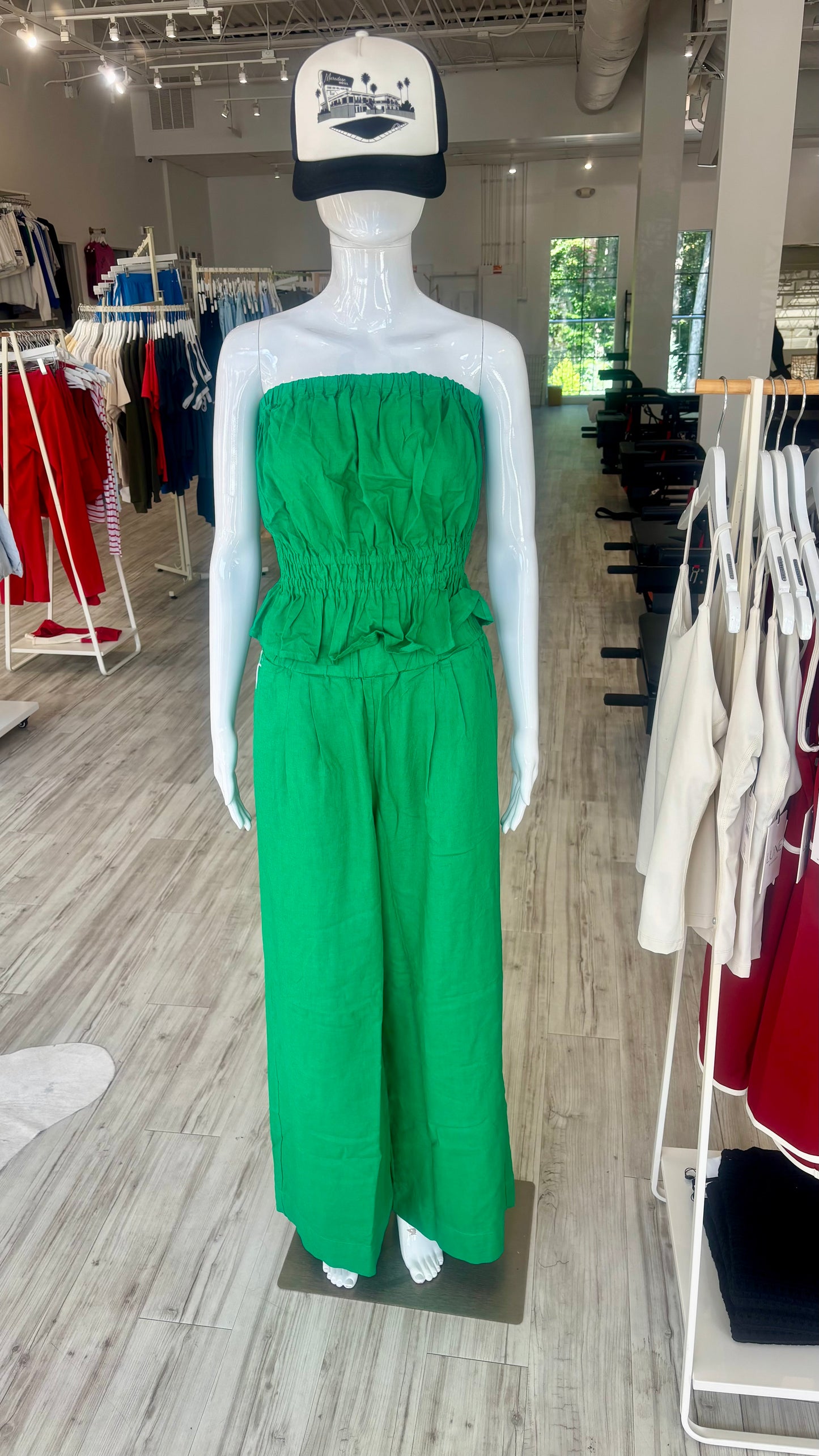 Linen Cropped Tube Top - Kelly Green