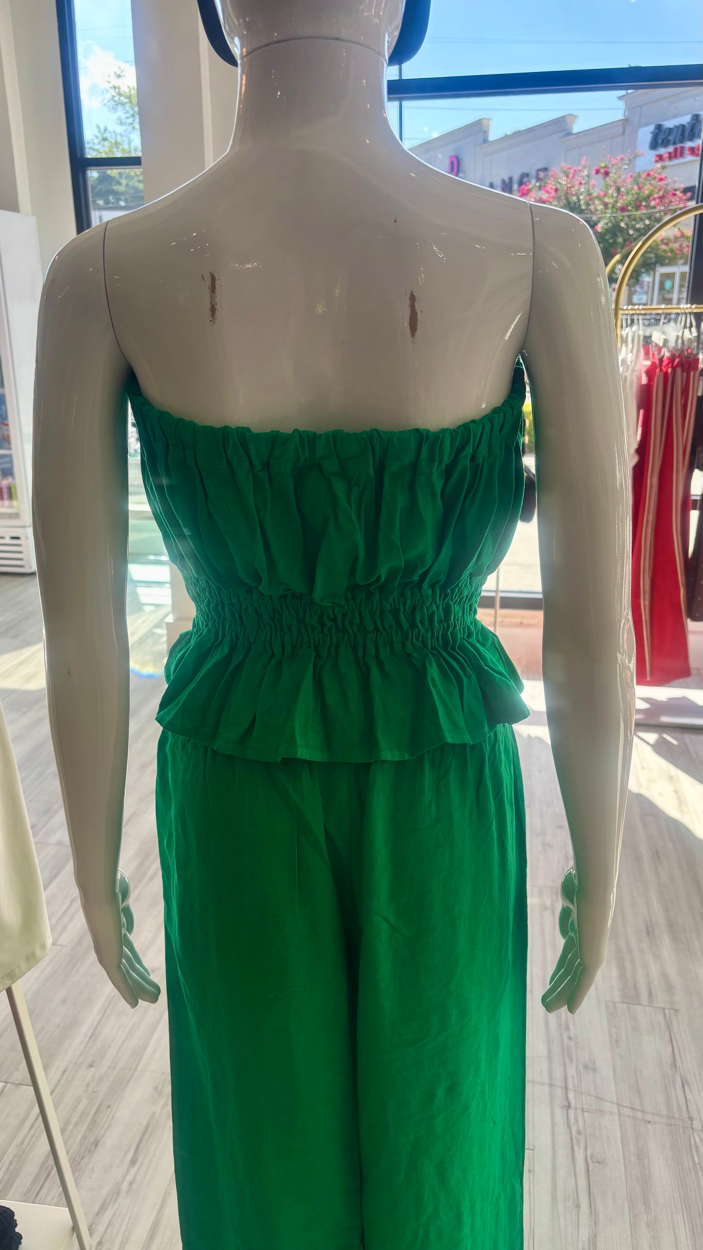 Linen Cropped Tube Top - Kelly Green