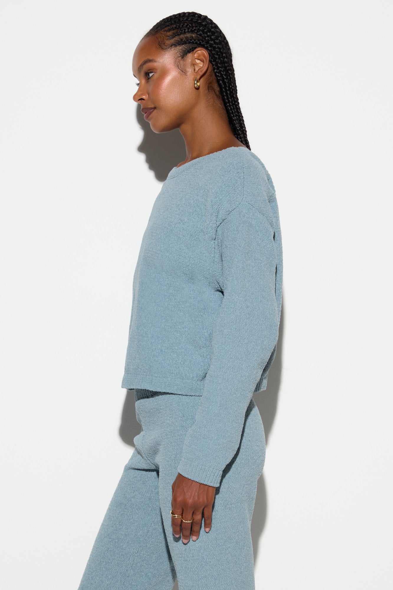 Blaire Chenille Top - Ocean Fog