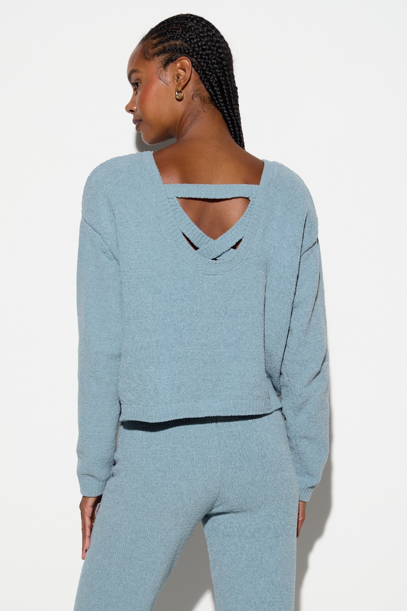 Blaire Chenille Top - Ocean Fog