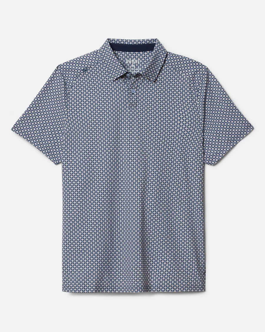 Mens Commuter Polo - Zen Blue Tile Print