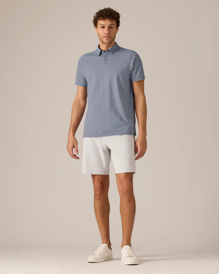 Mens Commuter Polo - Zen Blue Tile Print
