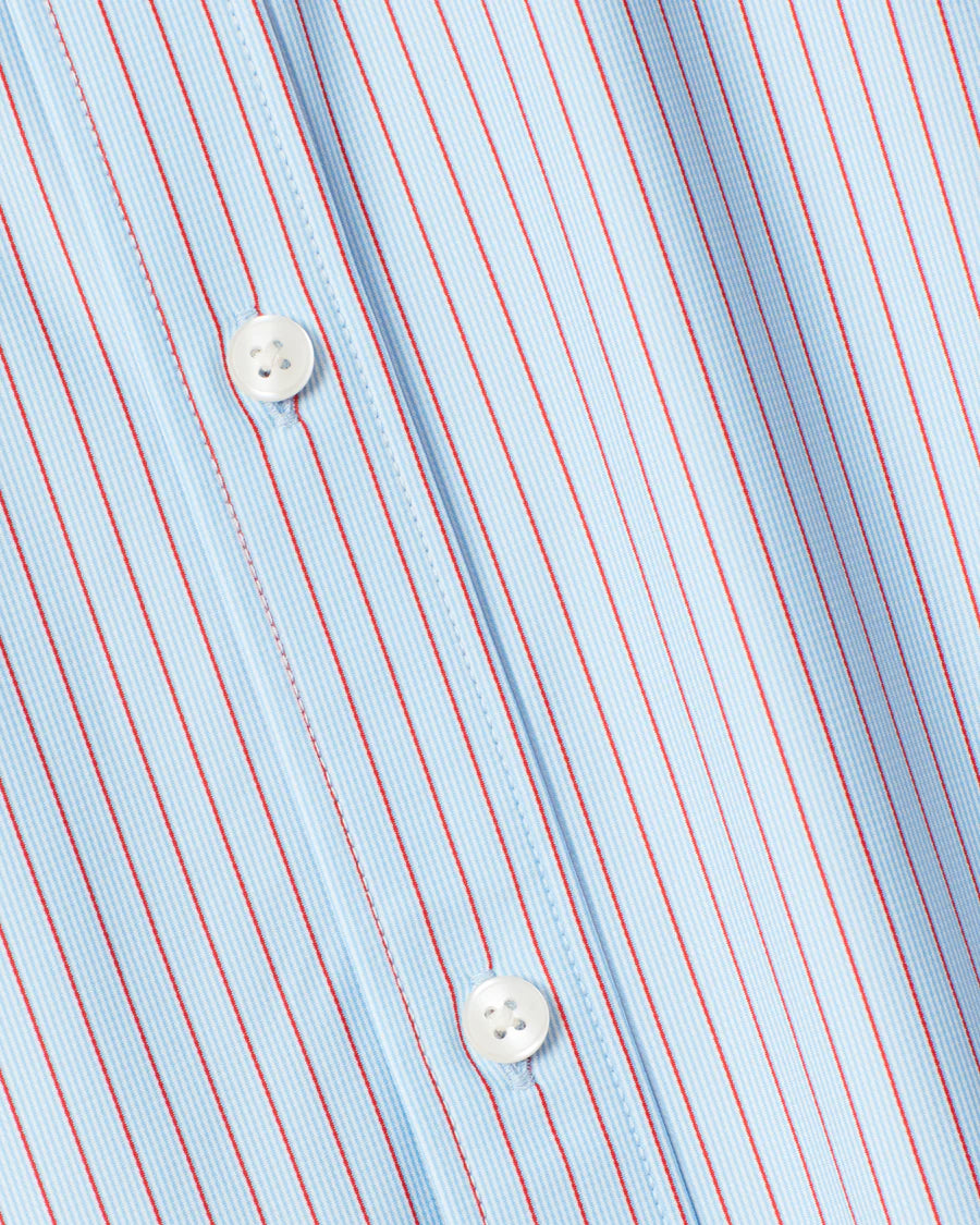 Mens Commuter Shirt Slim Fit - Light Blue/Burnt Coral Stripe