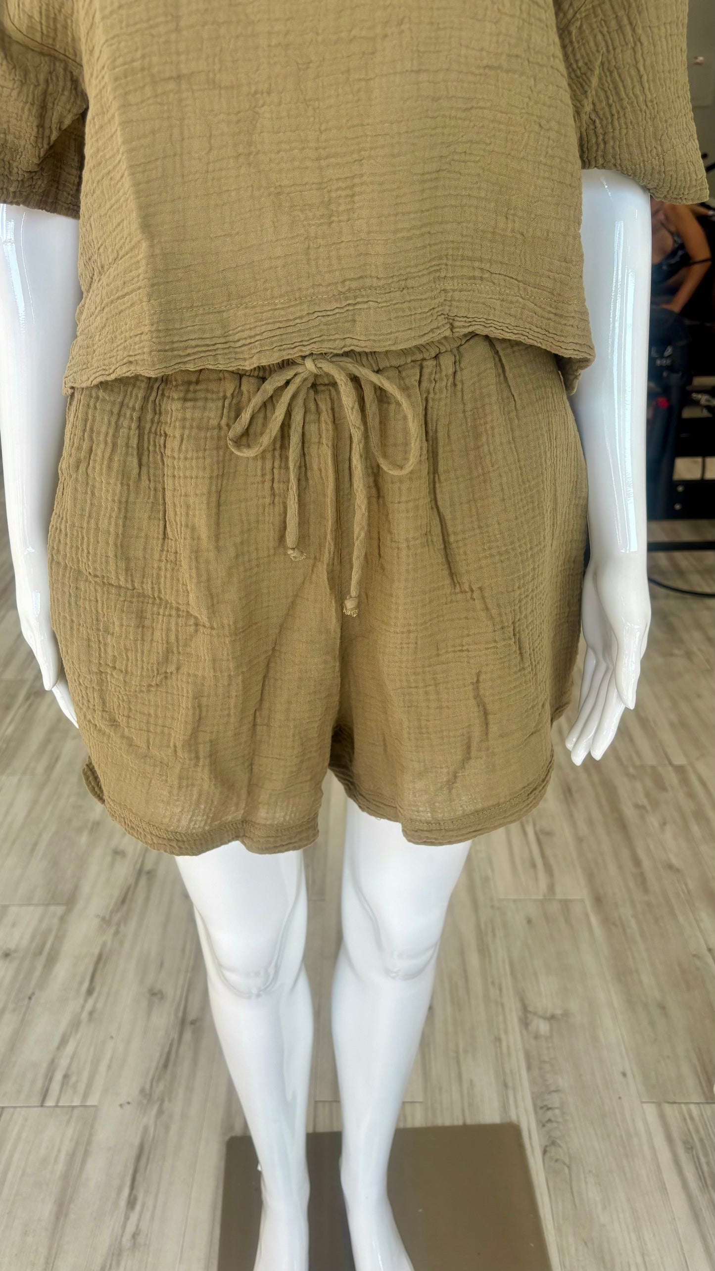 Gauze Drawstring Short - Bay Leaf