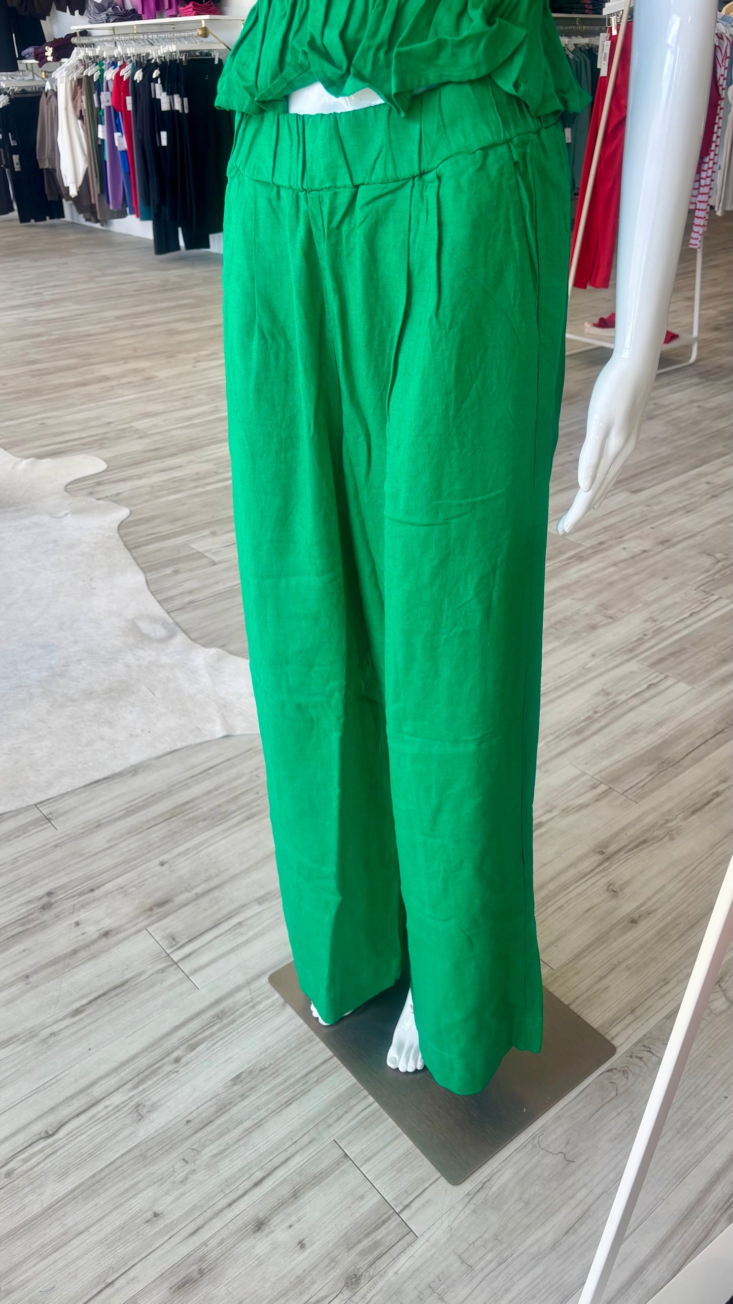 Linen Pull-On Trouser - Kelly Green