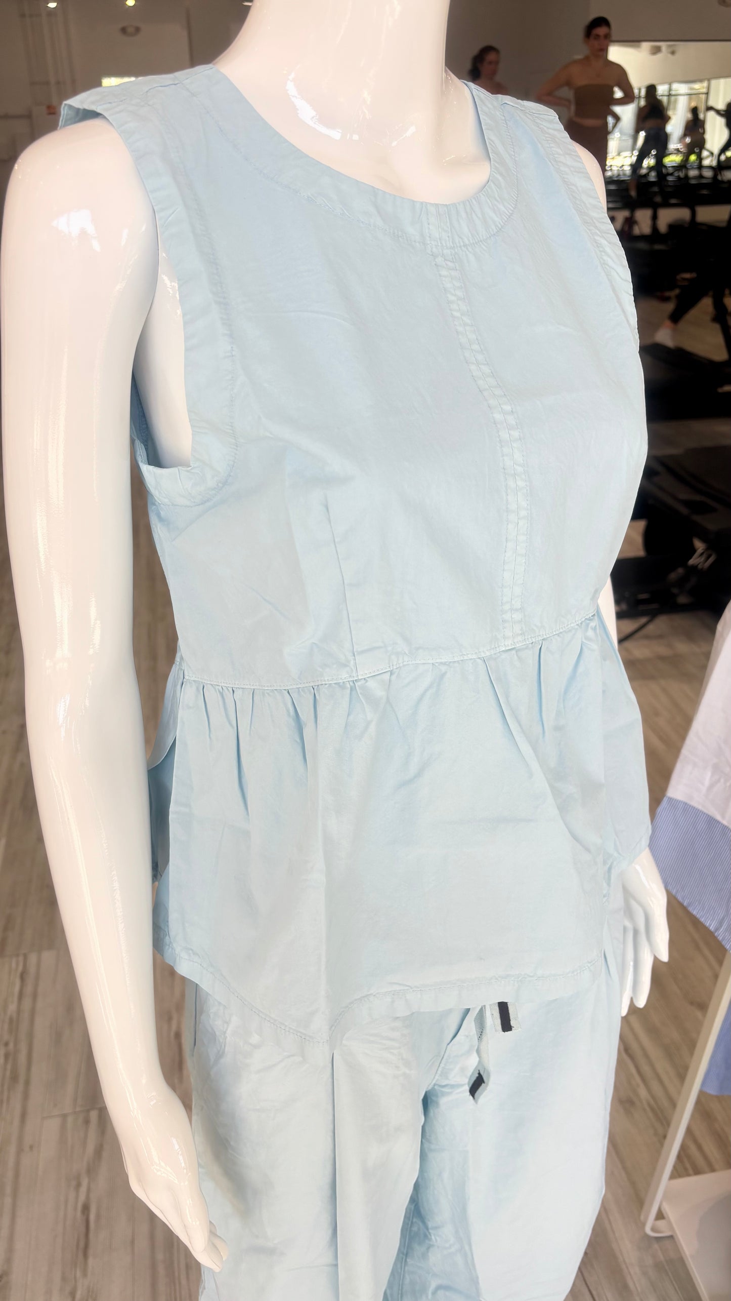 Fine Poplin Peplum - Dove Blue