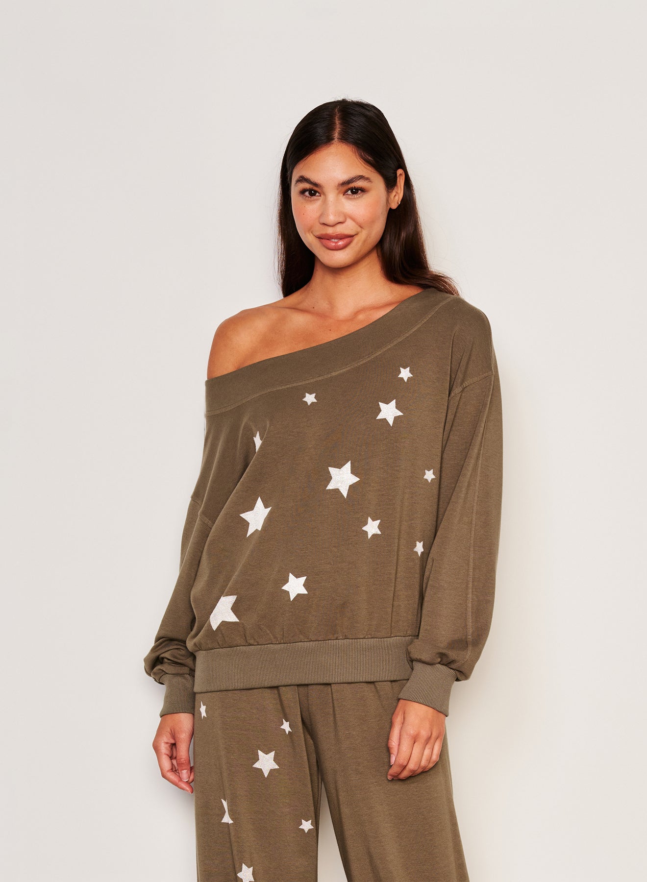 Off the shoulder star sweater best sale