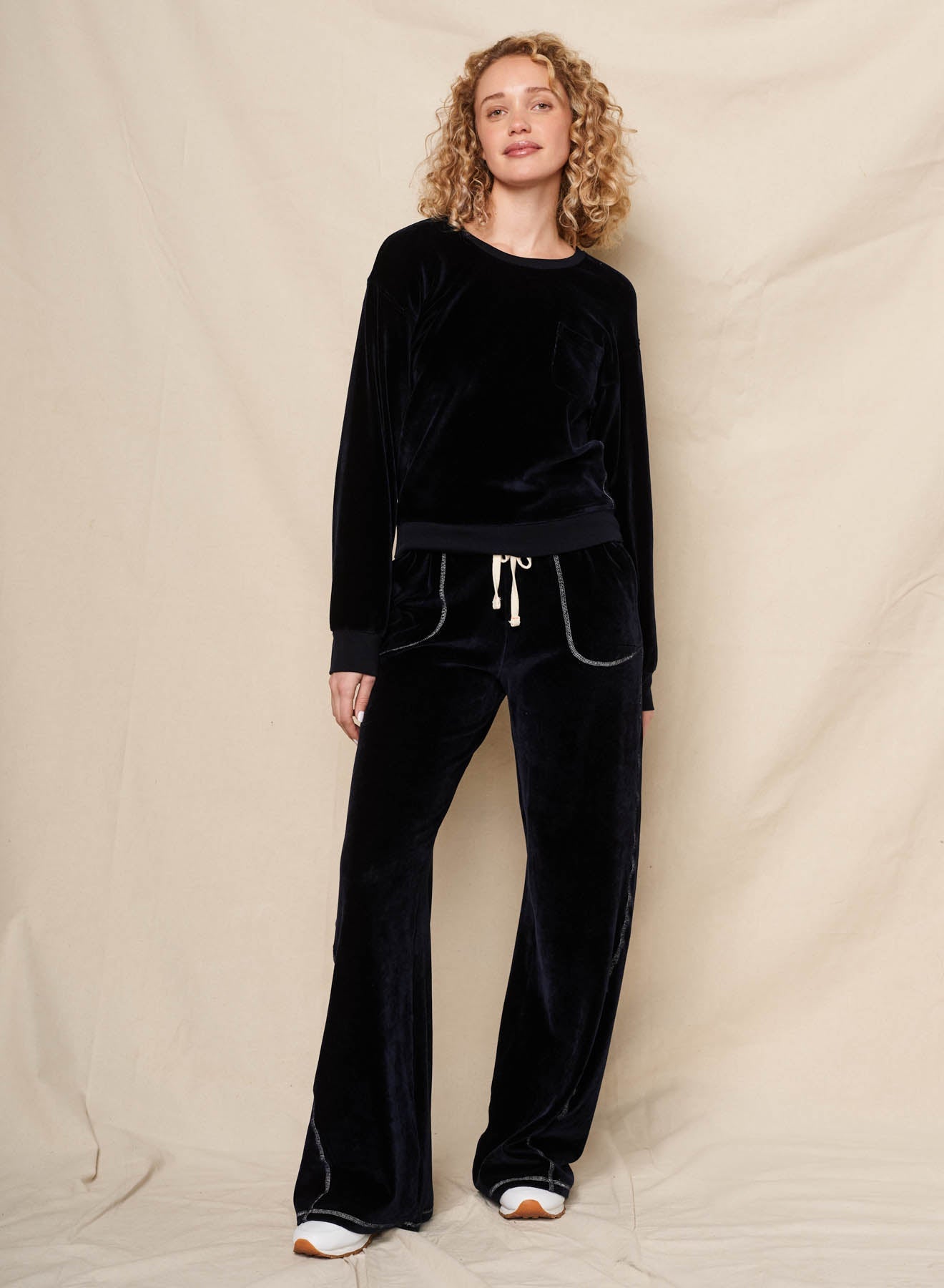 Velour Sweatshirt - Deep Navy