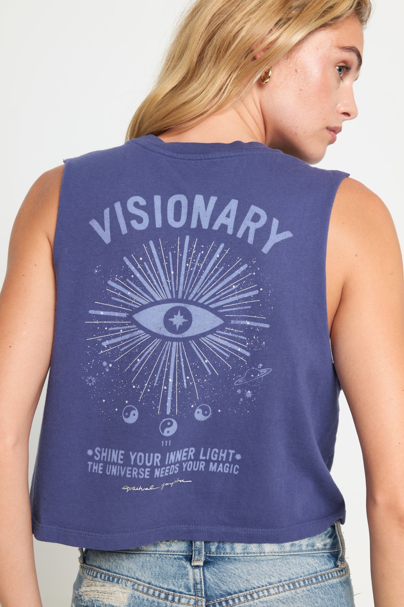 Visionary Eye Callie Crop Tank - Indigo