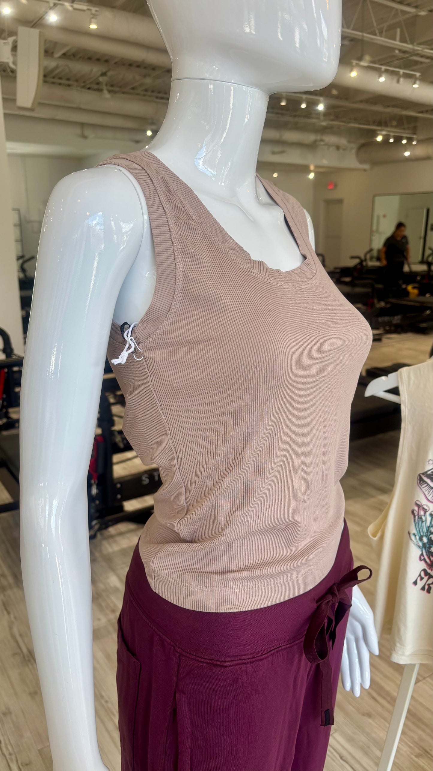 Fine 2X1 Rib Scoop Tank - Almond