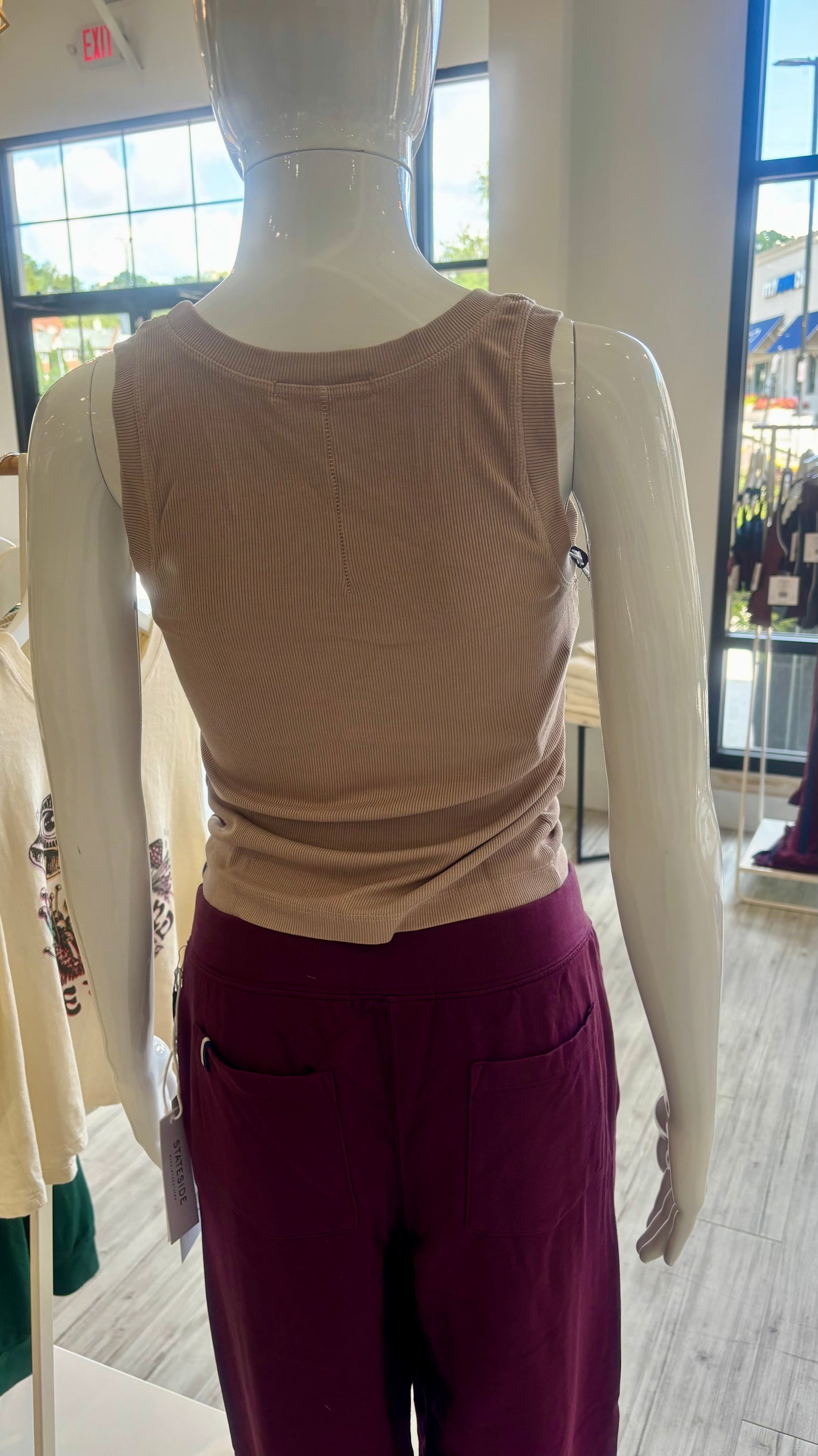 Fine 2X1 Rib Scoop Tank - Almond