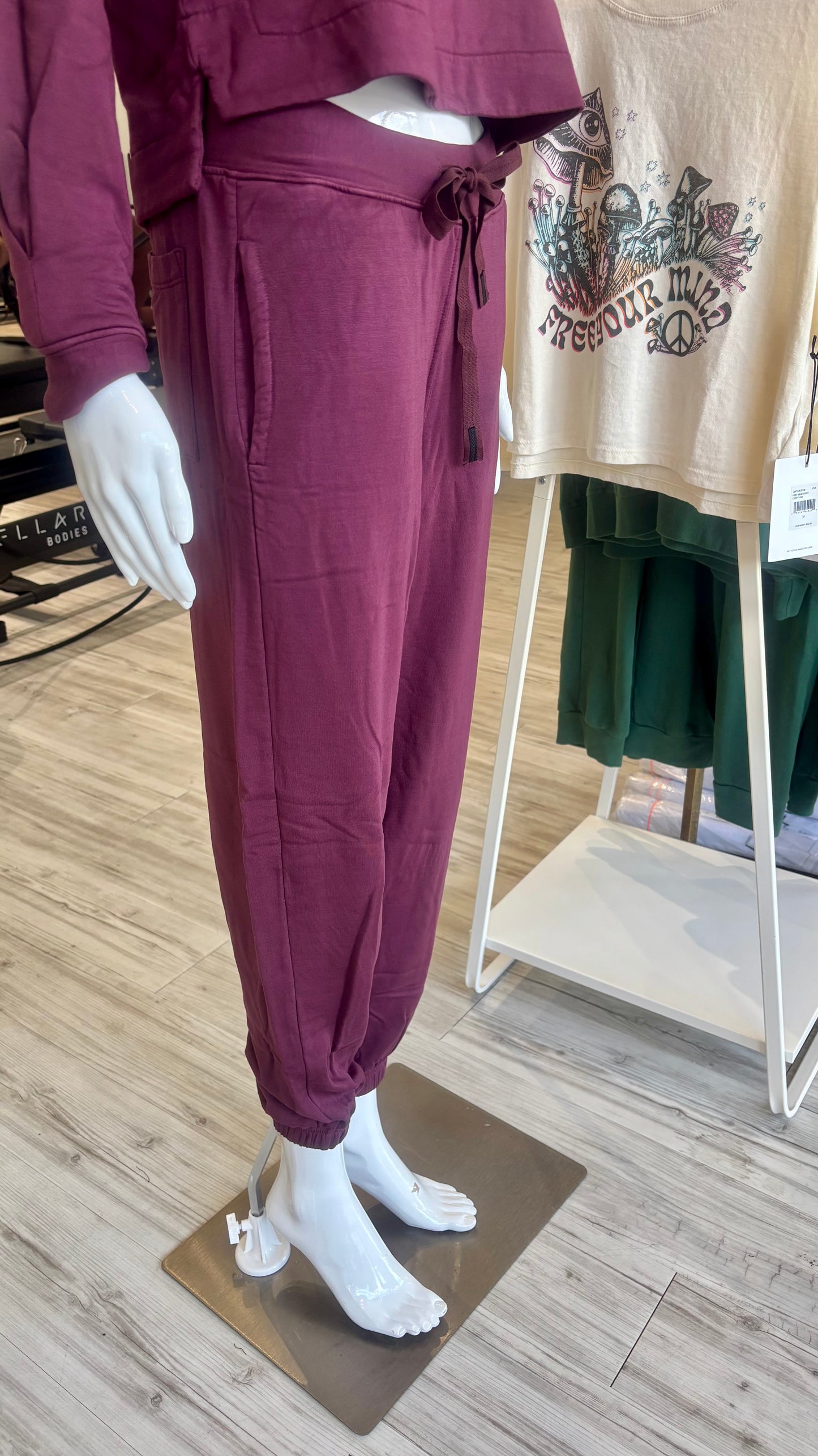 Softest Fleece Sweatpants With Pockets - Cabernet