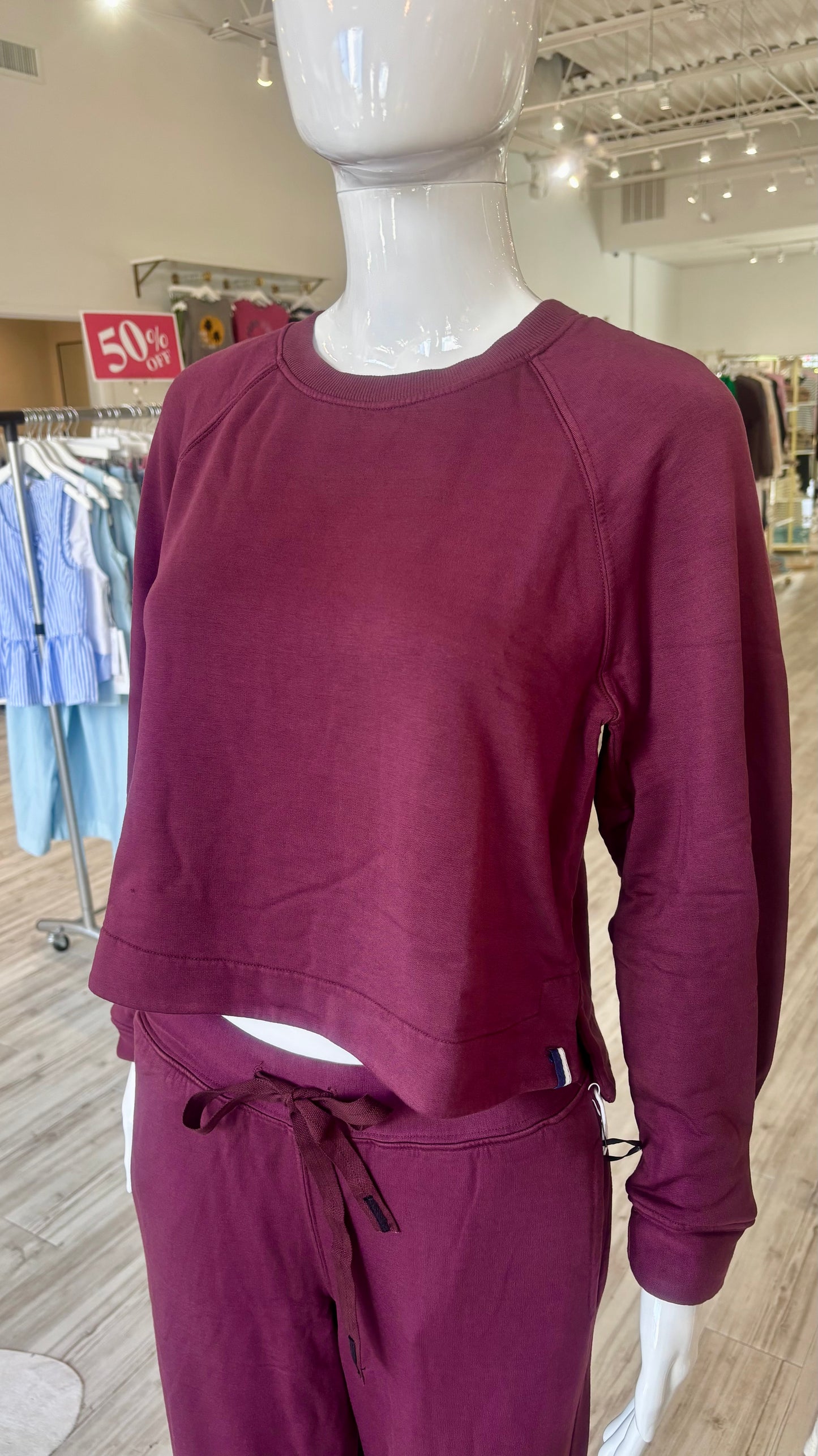 Softest Fleece Cropped Pullover - Cabernet