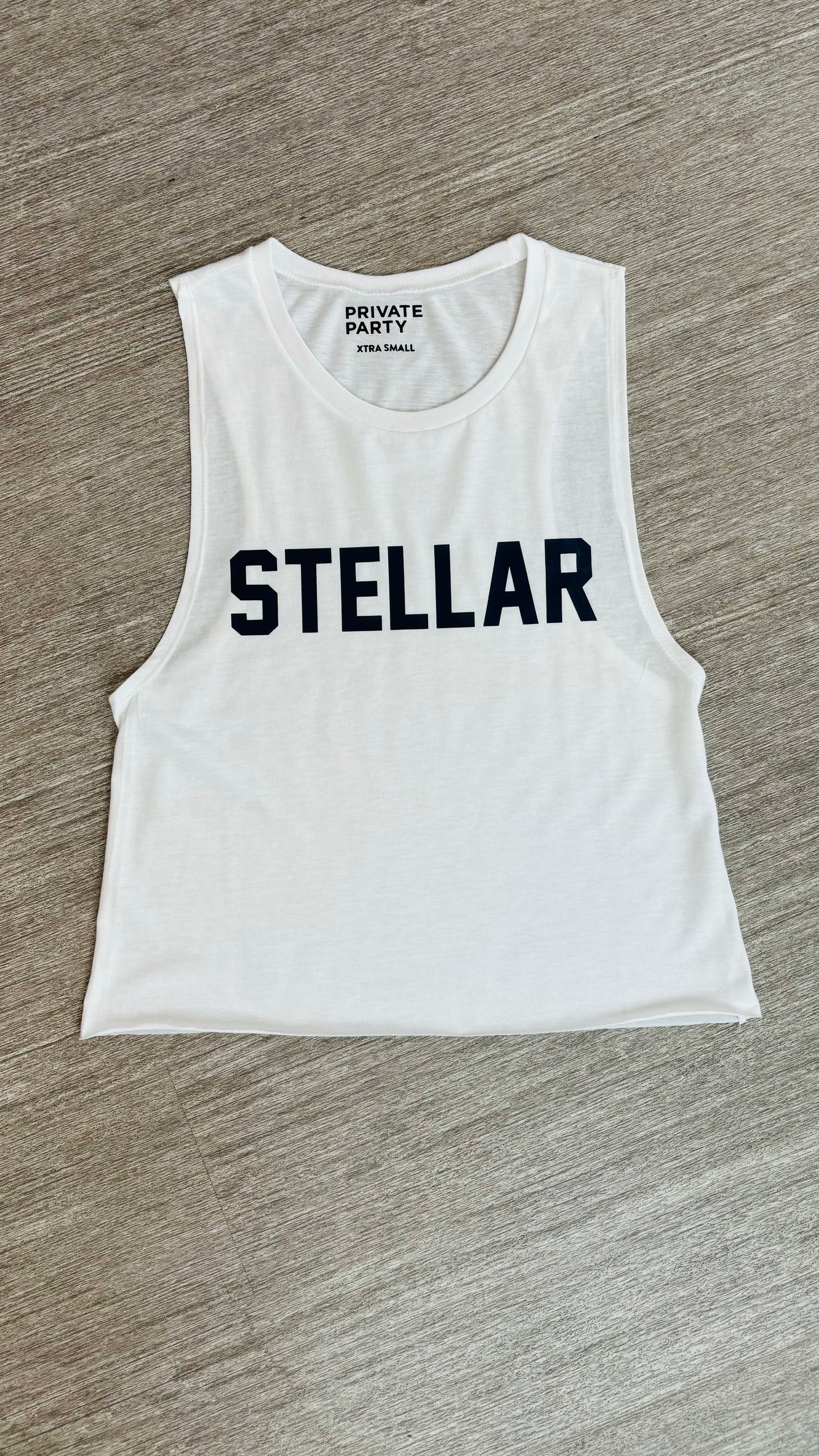 Stellar Logo Cropped Tank - White/Navy