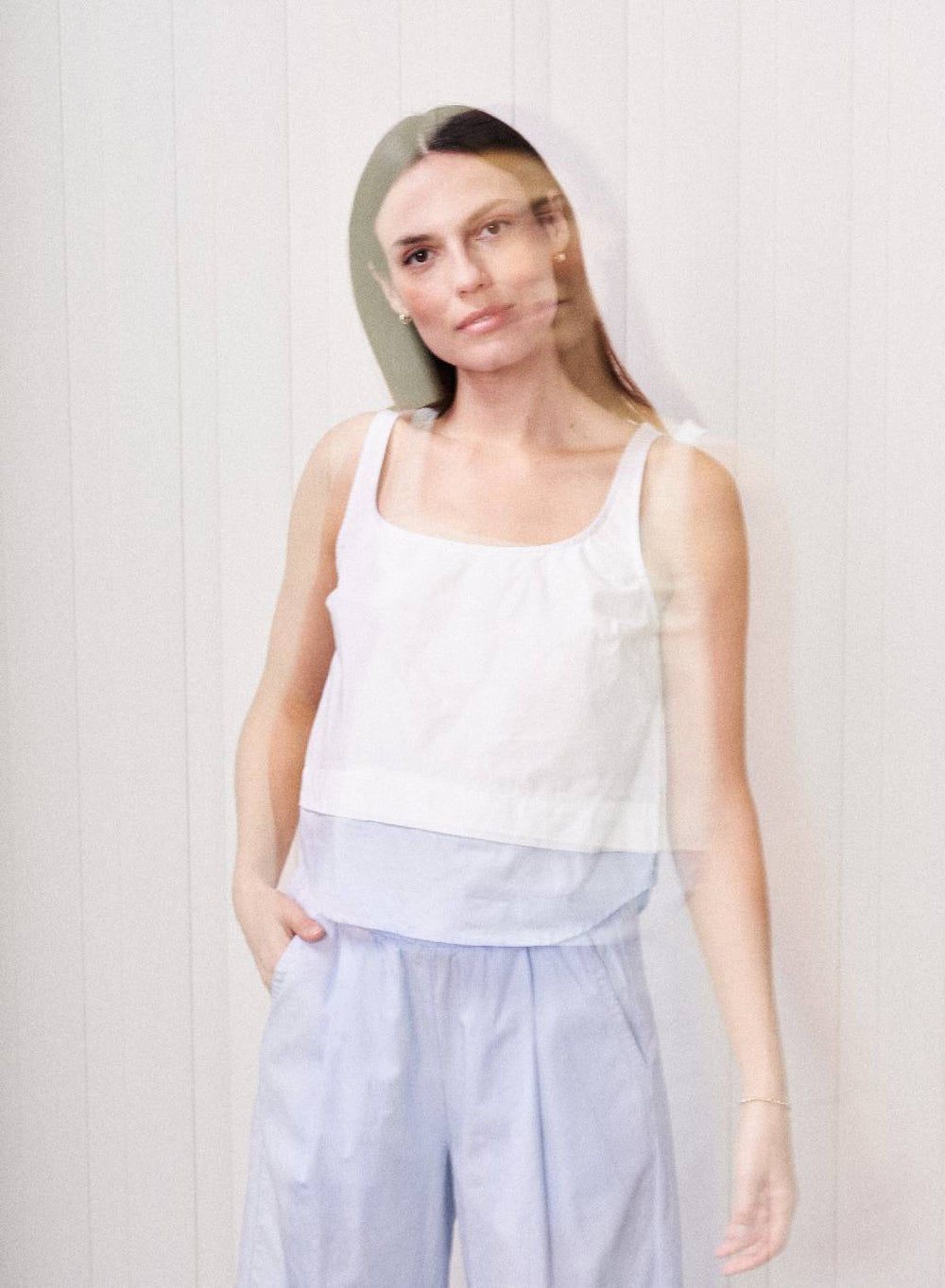 James Pinstripe Poplin Pant - Dove Blue