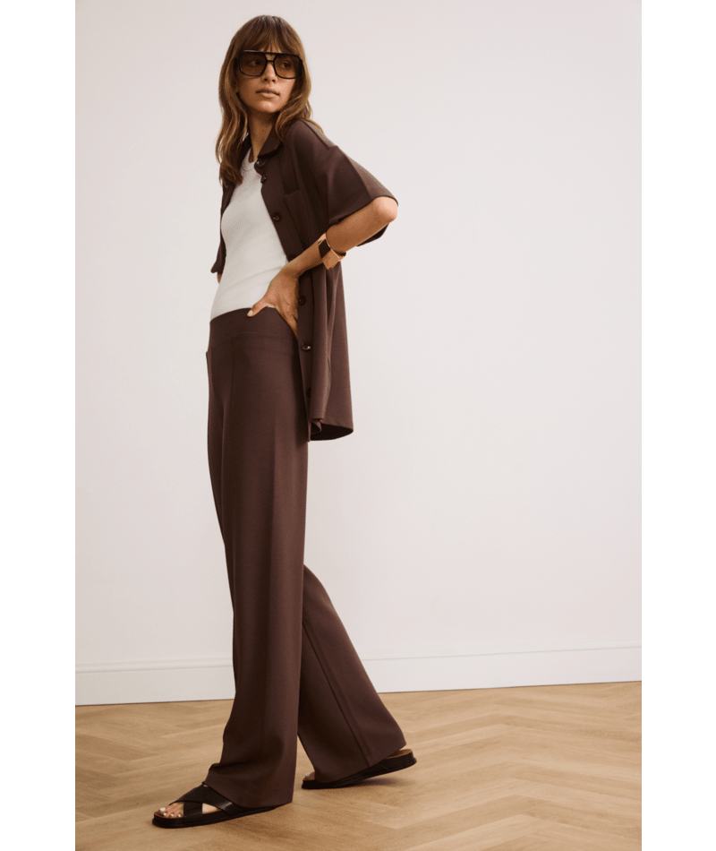 Forest Pintuck Flare Pants - Chocolate
