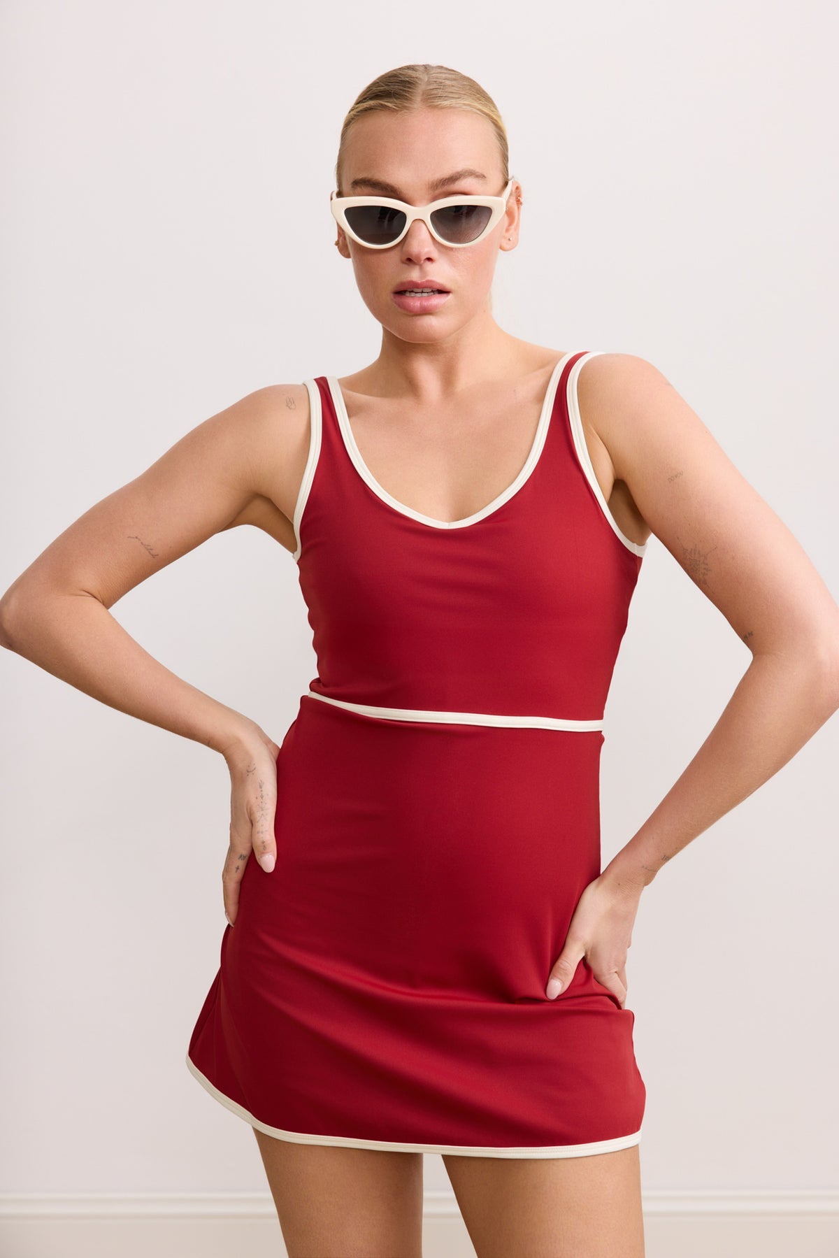River Lift Allstar V-Neck Dress - Burgundy