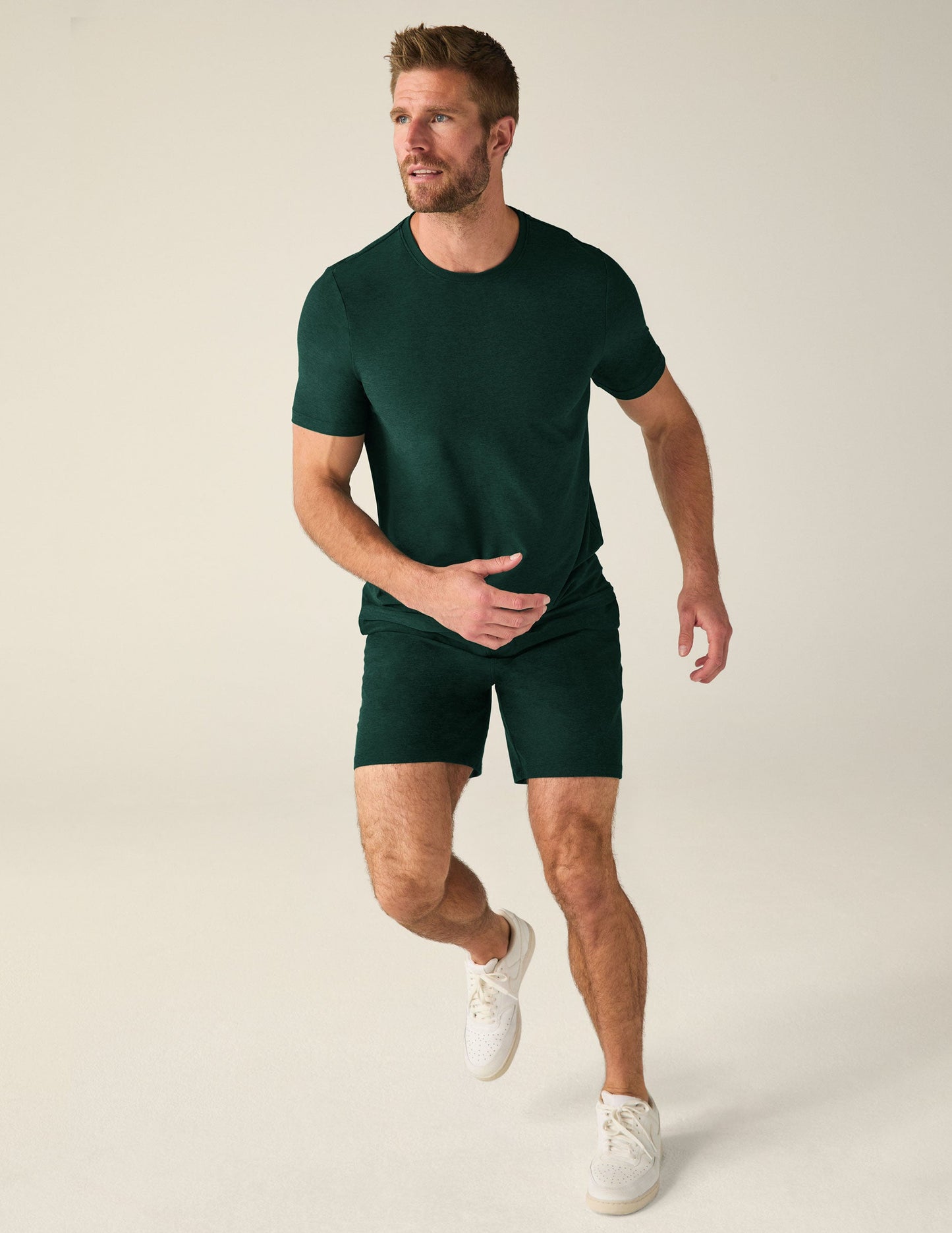 Mens Always Beyond Crew Tee 2.0 - Dark Spruce Green Heather