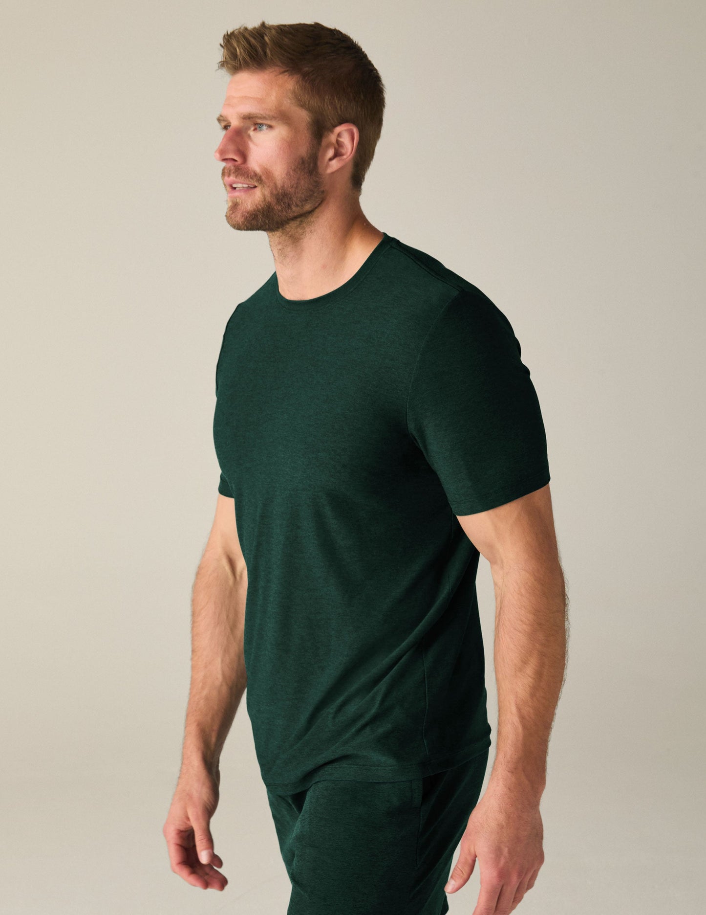 Mens Always Beyond Crew Tee 2.0 - Dark Spruce Green Heather