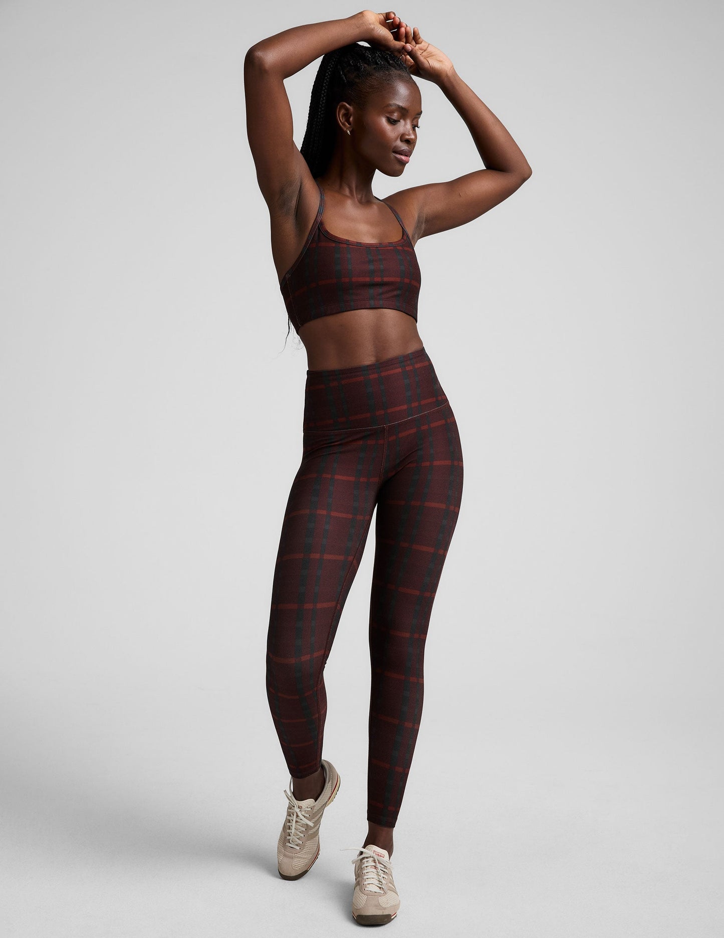 Softmark Slim Racerback Bra - DarkCherryPrepPlaid