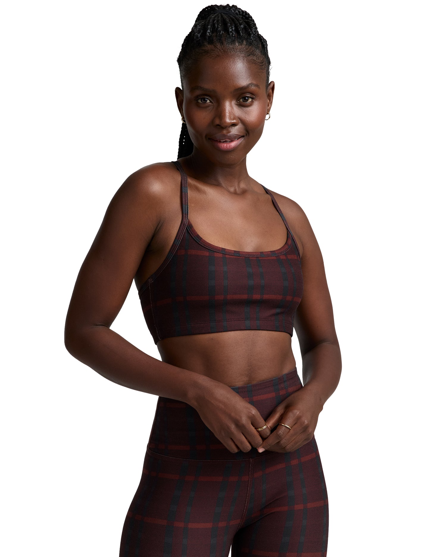 Softmark Slim Racerback Bra - DarkCherryPrepPlaid
