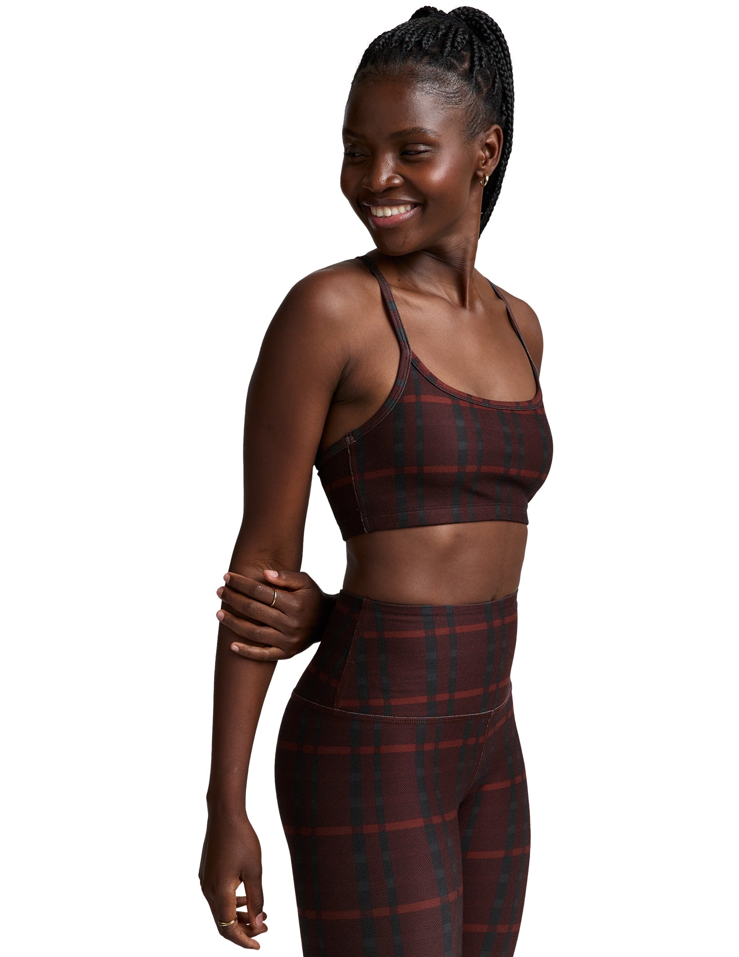 Softmark Slim Racerback Bra - DarkCherryPrepPlaid