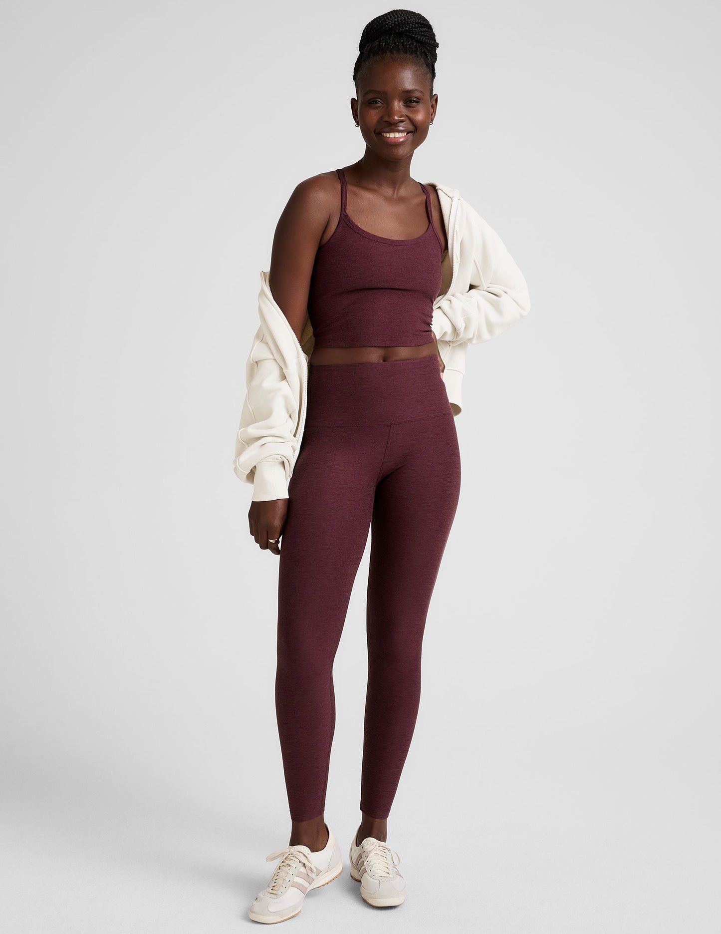 SD Slim Racerback Cropped Tank - MdnghtBrgndyHthr