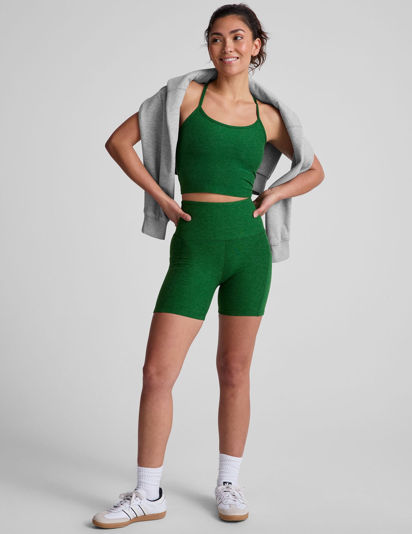 SpaceDye Slim Racerback Crop Tank - Summer Thyme Green Heather