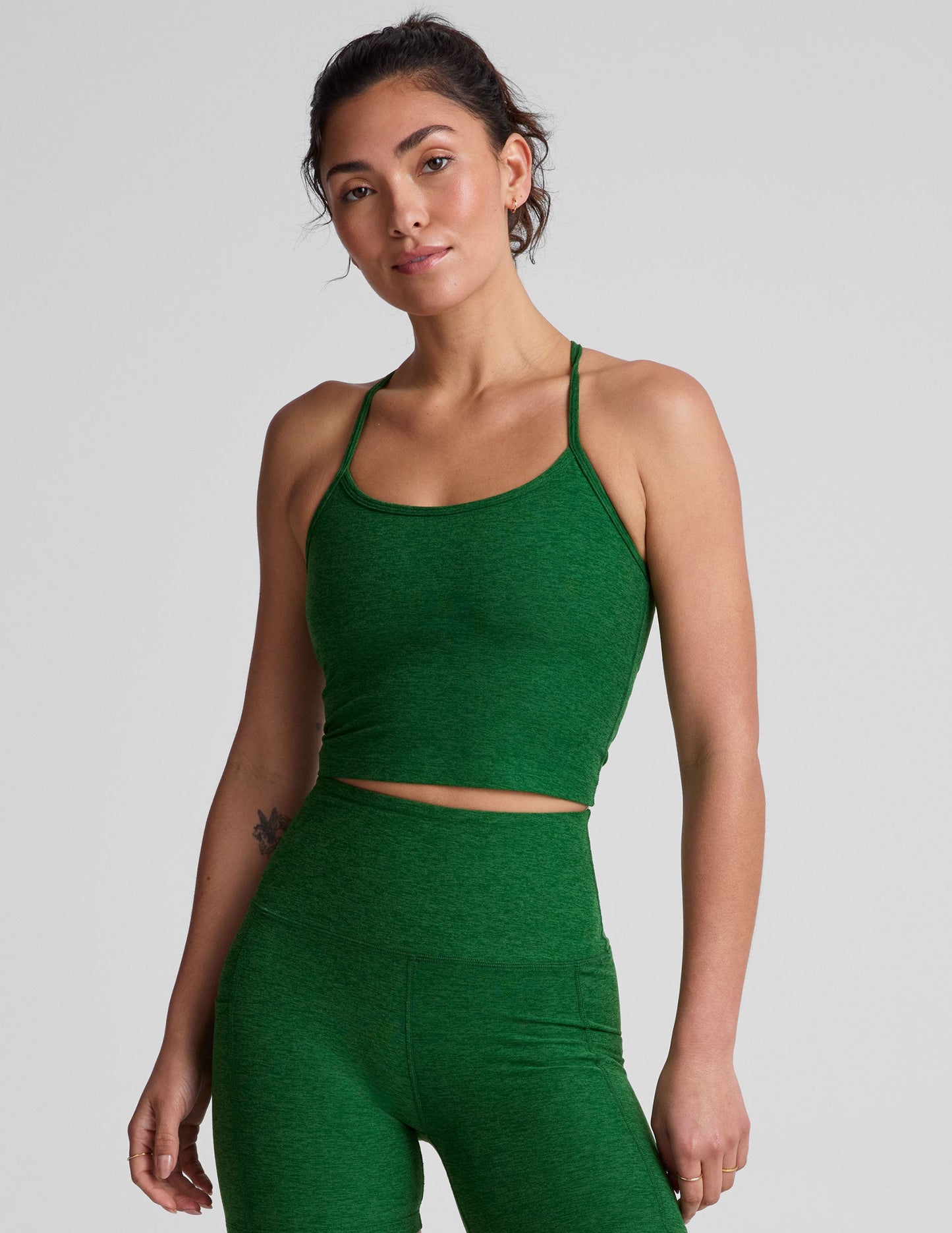 SpaceDye Slim Racerback Crop Tank - Summer Thyme Green Heather