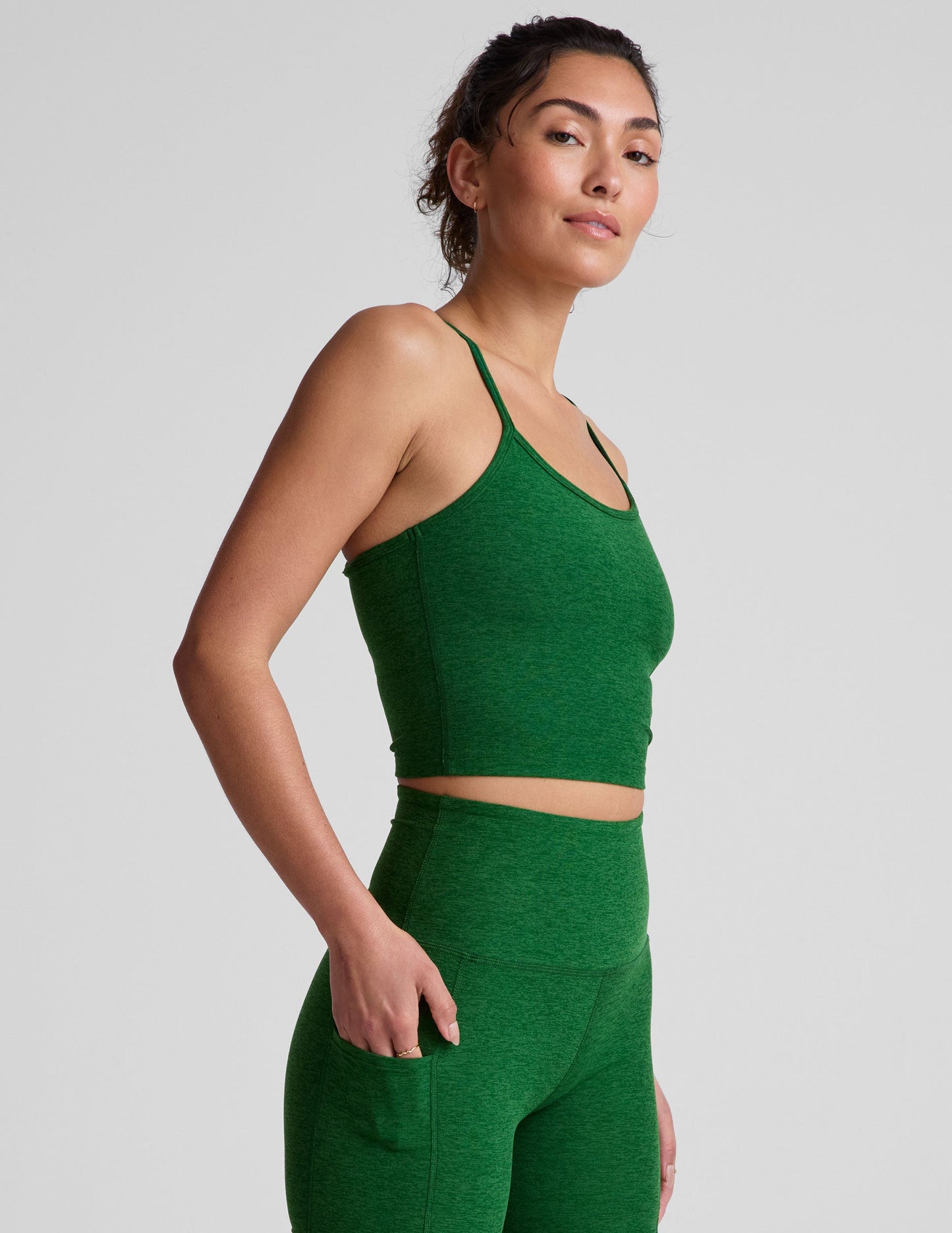 SpaceDye Slim Racerback Crop Tank - Summer Thyme Green Heather