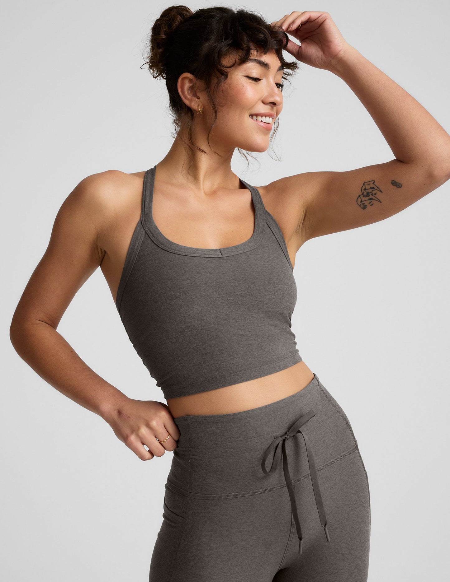 Spacedye On The Up Cropped Tank - True Gray Hthr