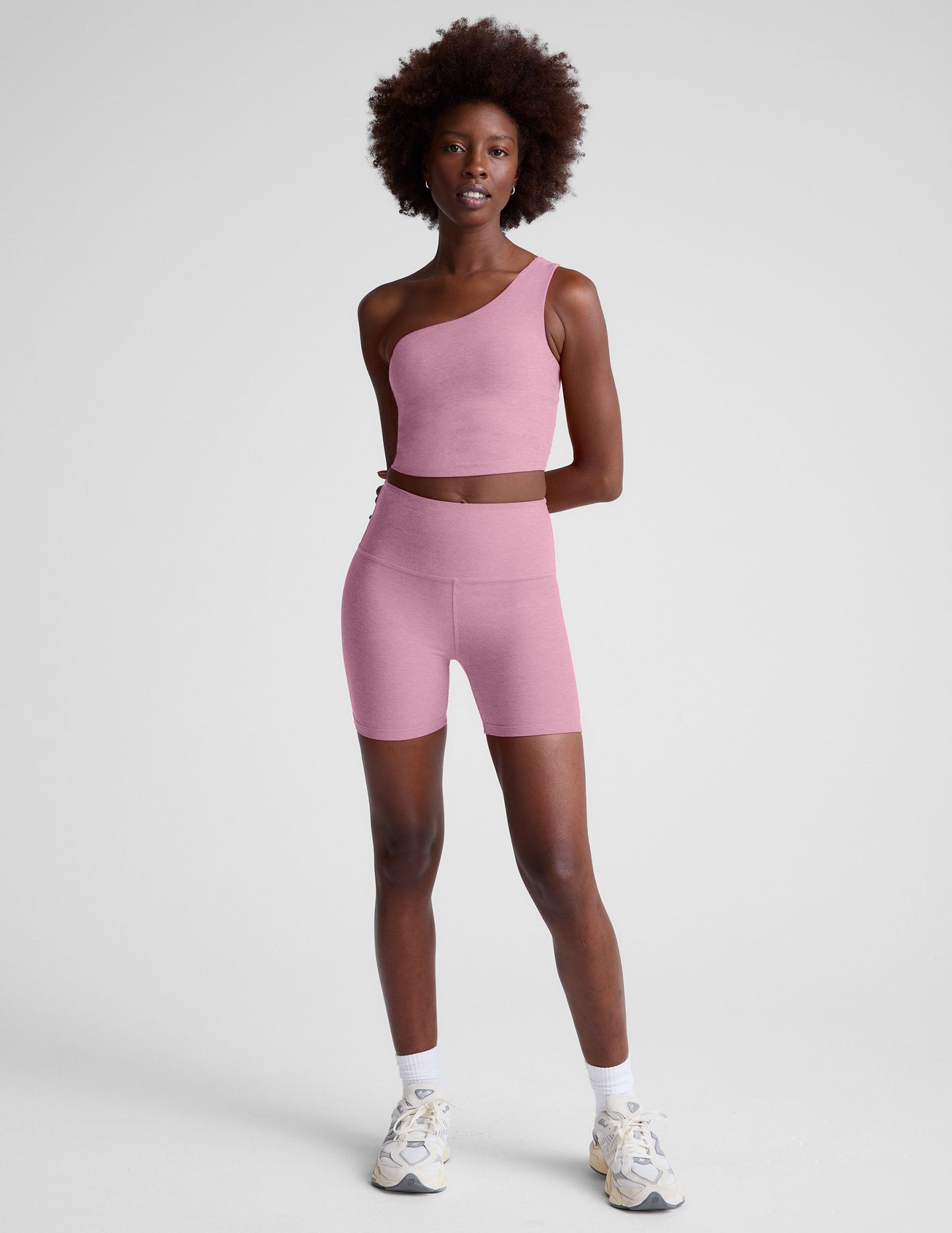 Spacedye Keep Pace Biker Short - Pink Haze Heather