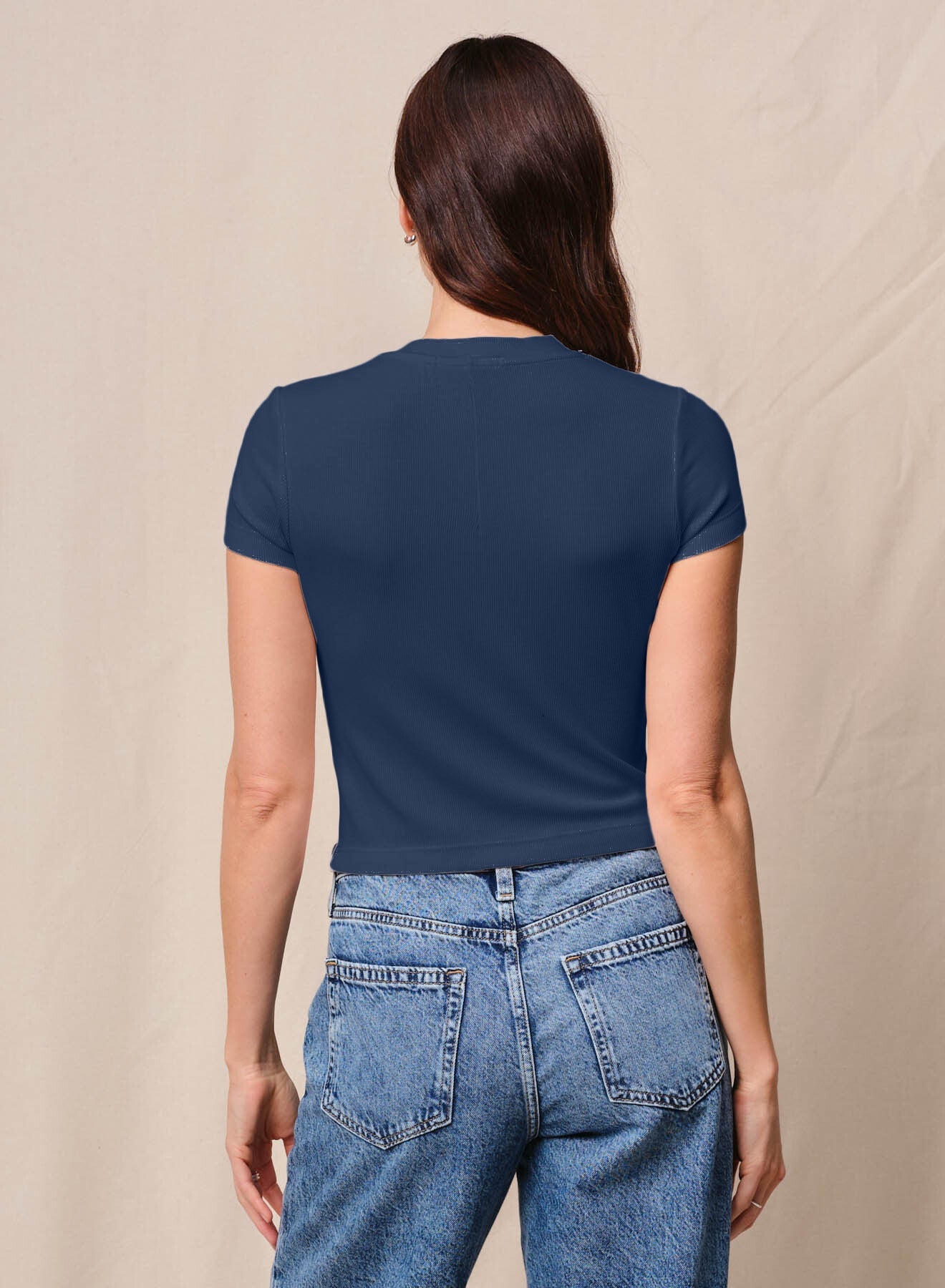Fine 2X1 Rib Baby Tee - New Navy