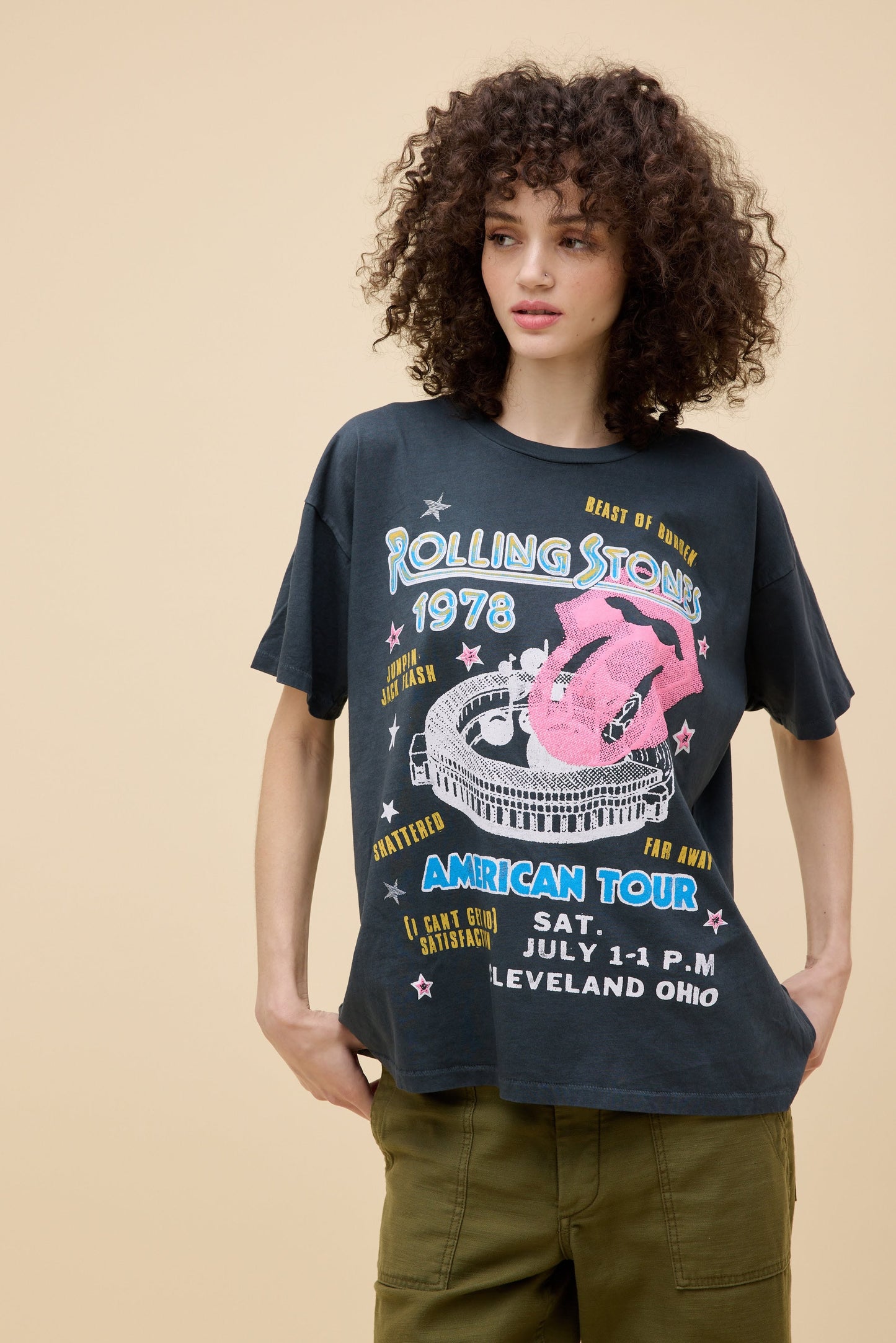 Rolling Stones 1978 US Tour Merch Tee - Vntg Black