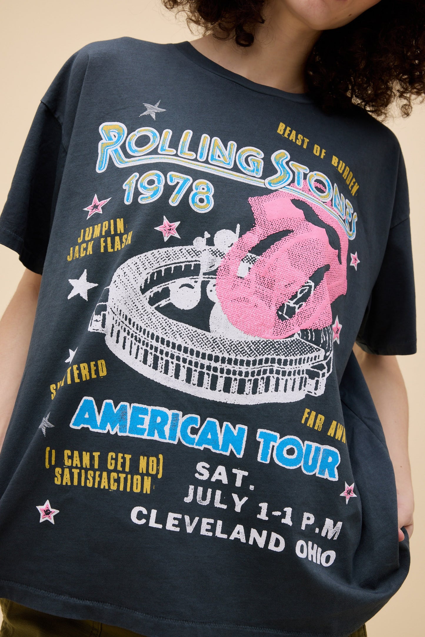 Rolling Stones 1978 US Tour Merch Tee - Vntg Black
